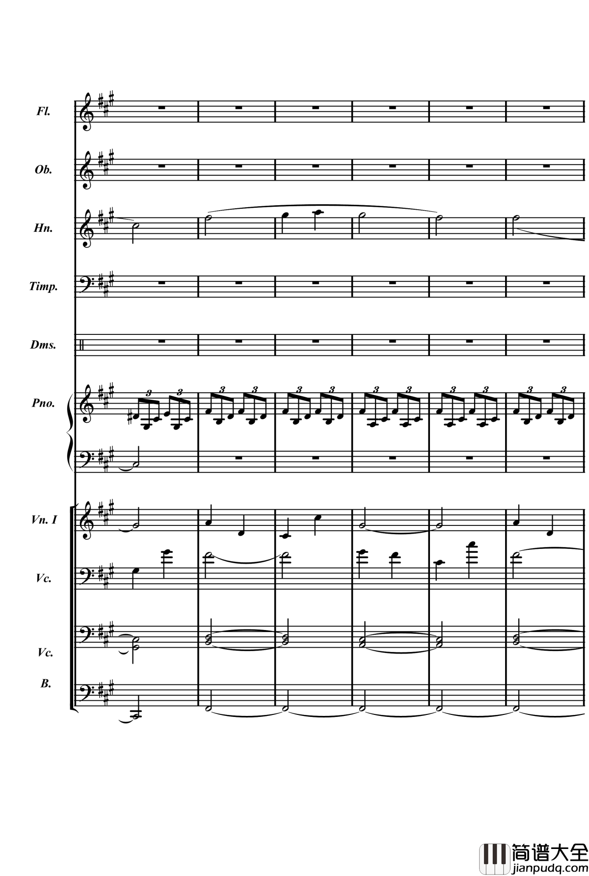 梦境飞逝钢琴谱_总谱_庸才