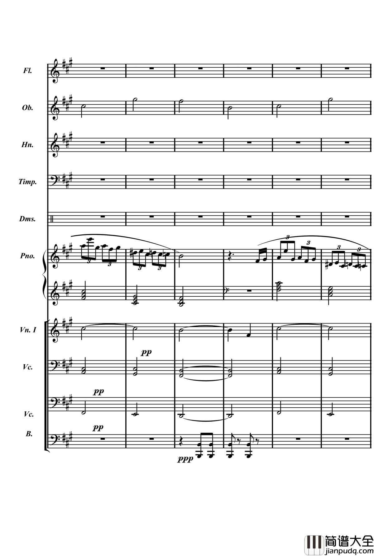 梦境飞逝钢琴谱_总谱_庸才