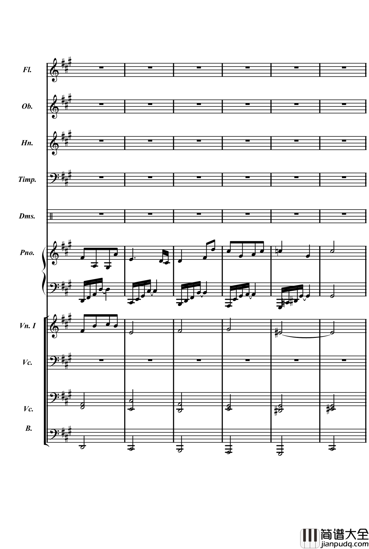 梦境飞逝钢琴谱_总谱_庸才