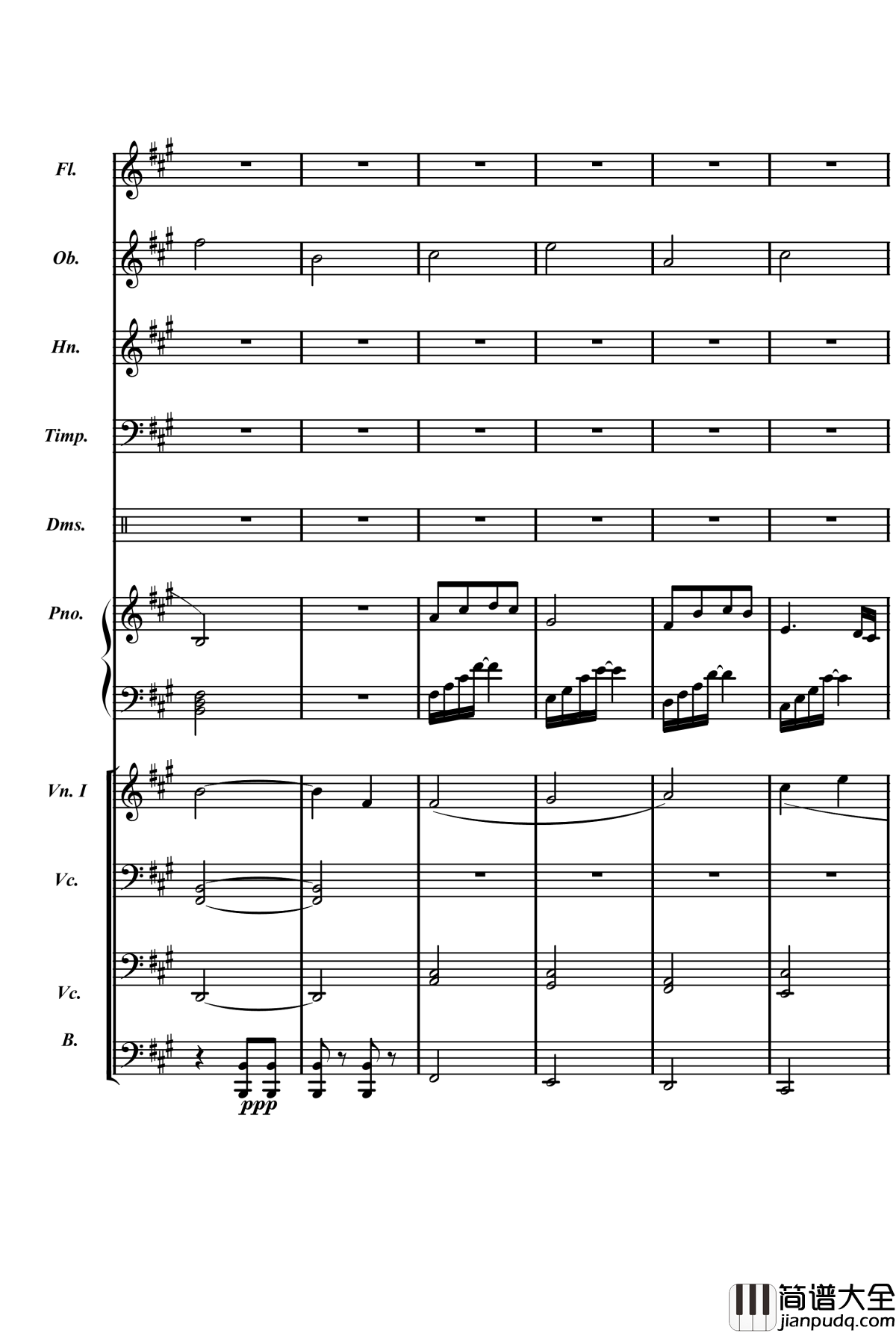 梦境飞逝钢琴谱_总谱_庸才