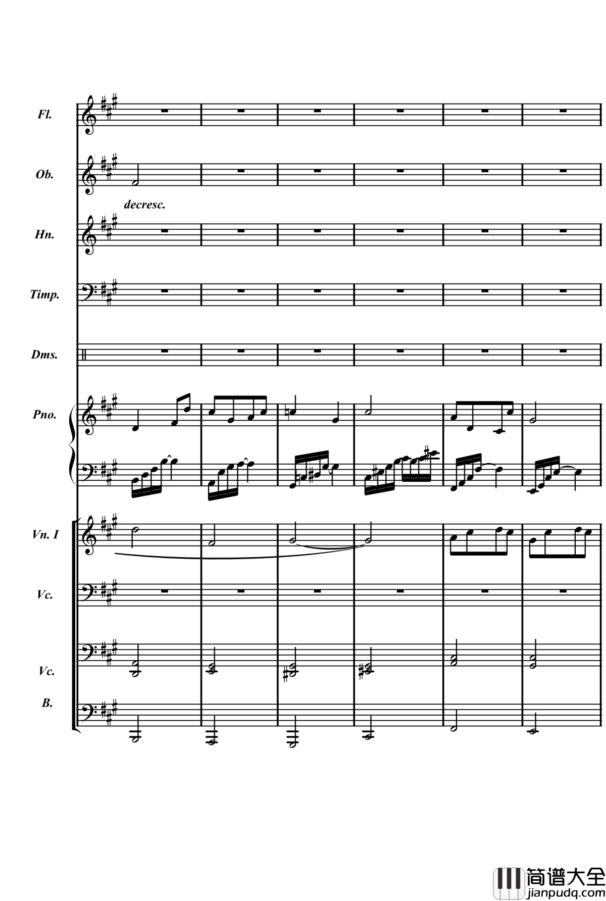 梦境飞逝钢琴谱_总谱_庸才