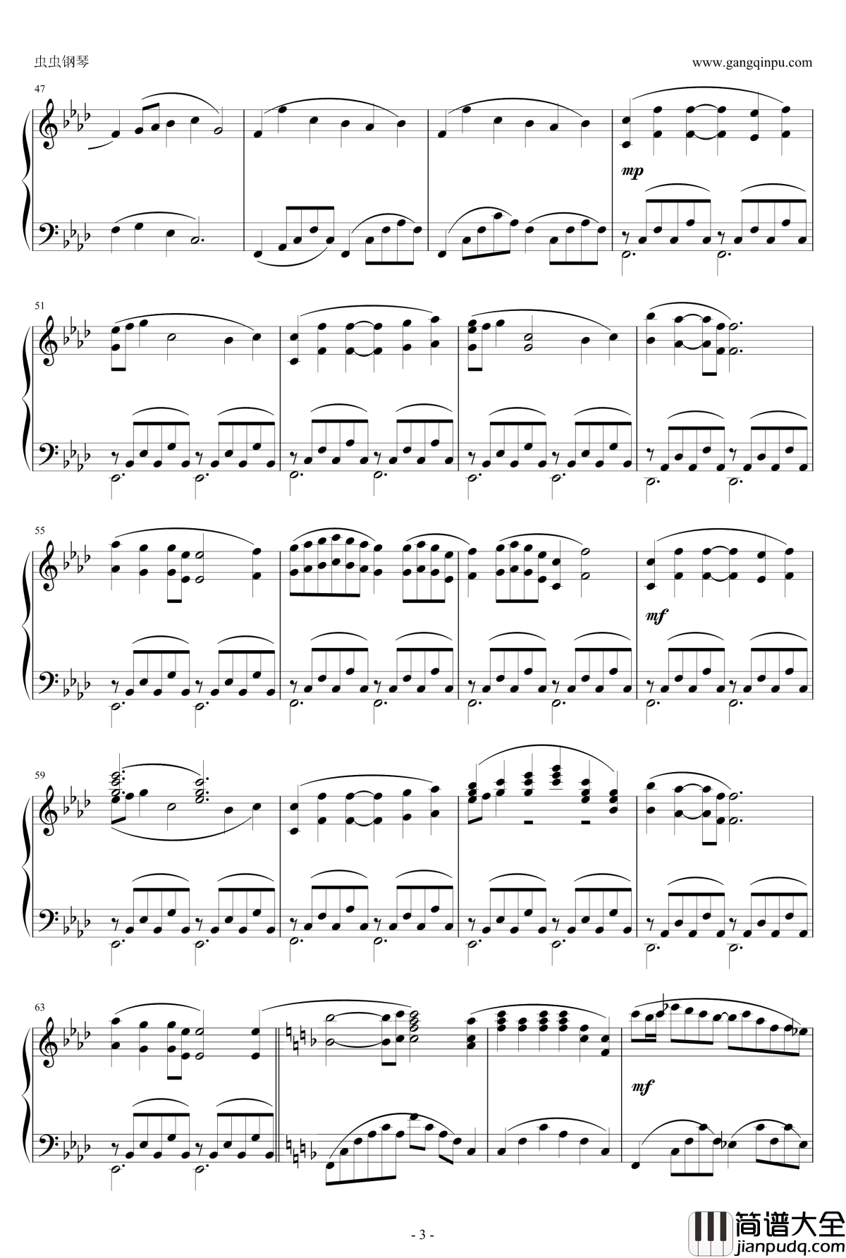 Aria第四章主题歌钢琴谱_空之境界