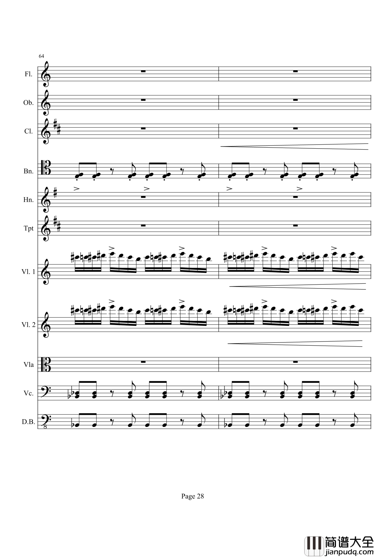 奏鸣曲之交响钢琴谱_第21首_Ⅰ_贝多芬_beethoven