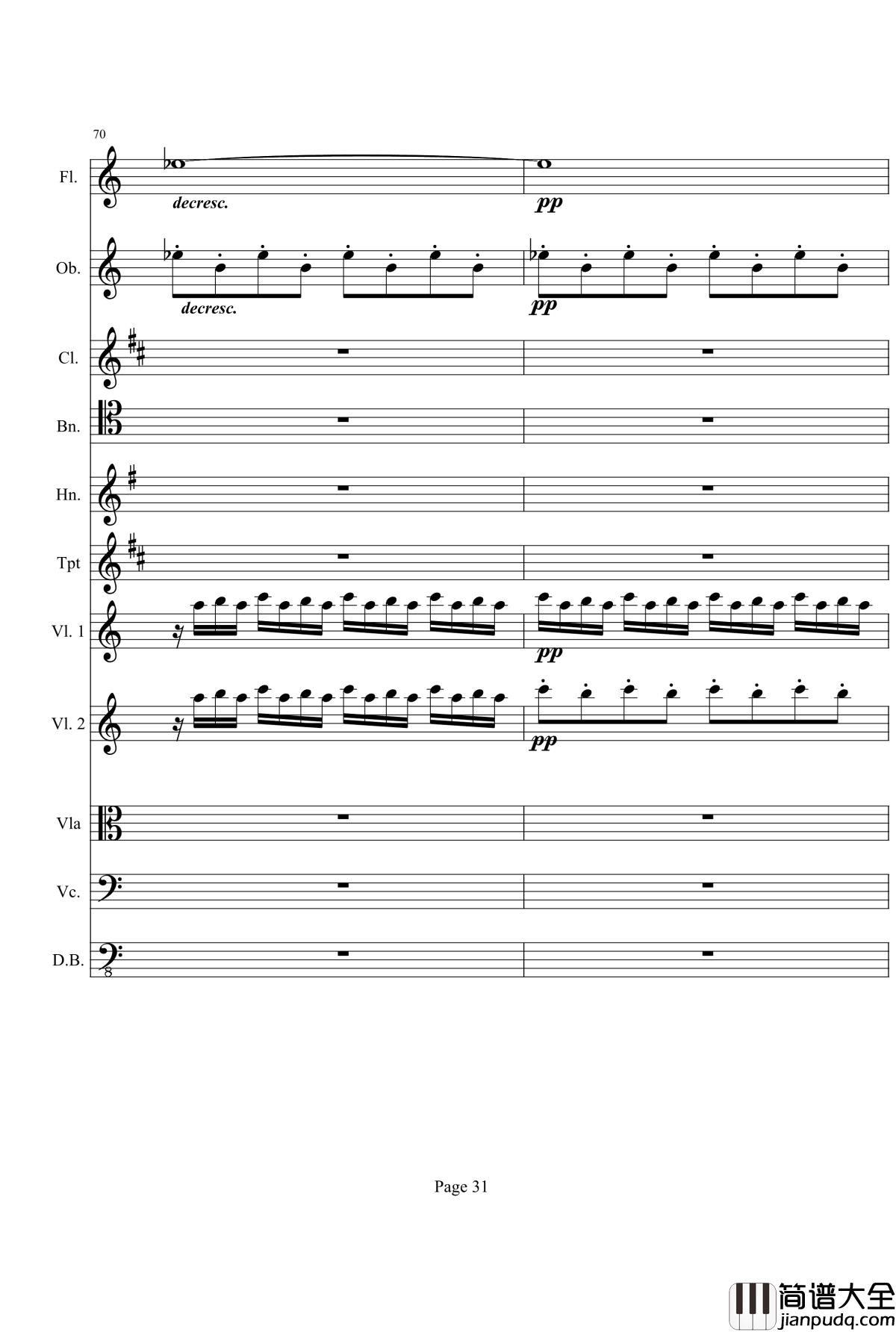 奏鸣曲之交响钢琴谱_第21首_Ⅰ_贝多芬_beethoven