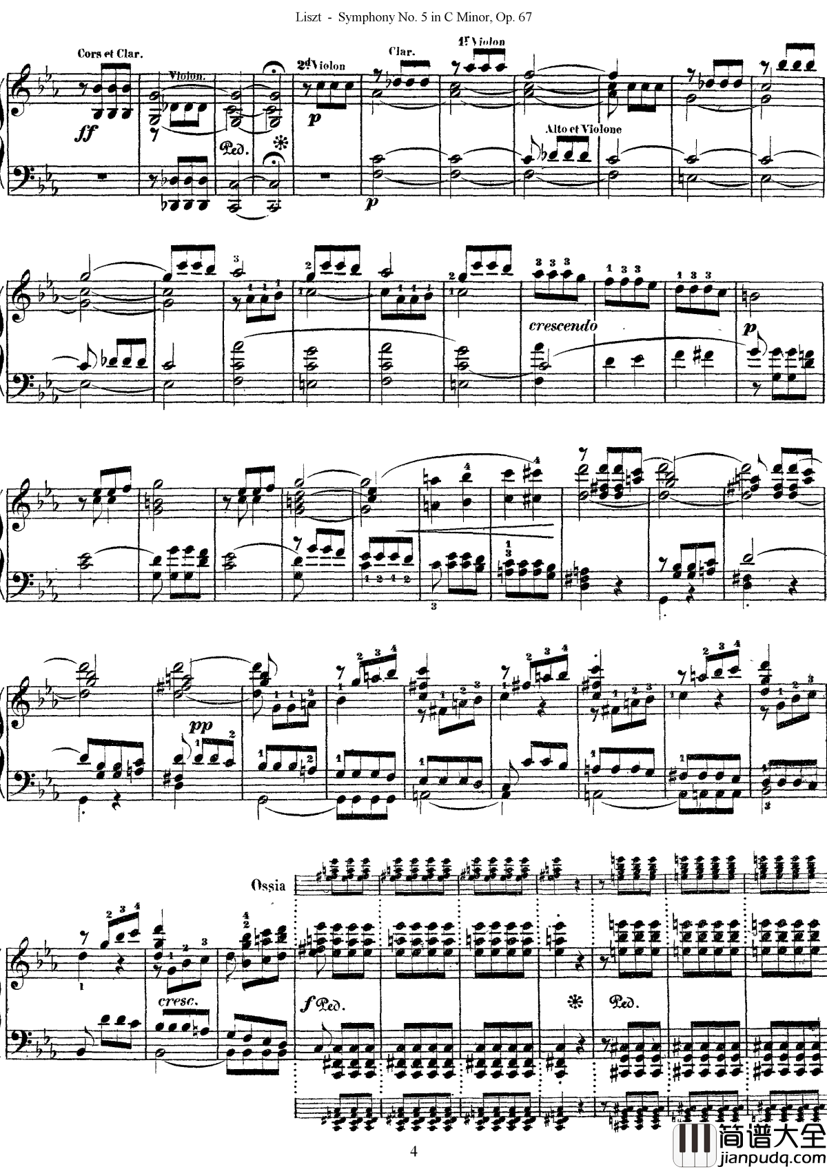 第五交响乐的钢琴曲钢琴谱_李斯特_李斯特改编自贝多芬