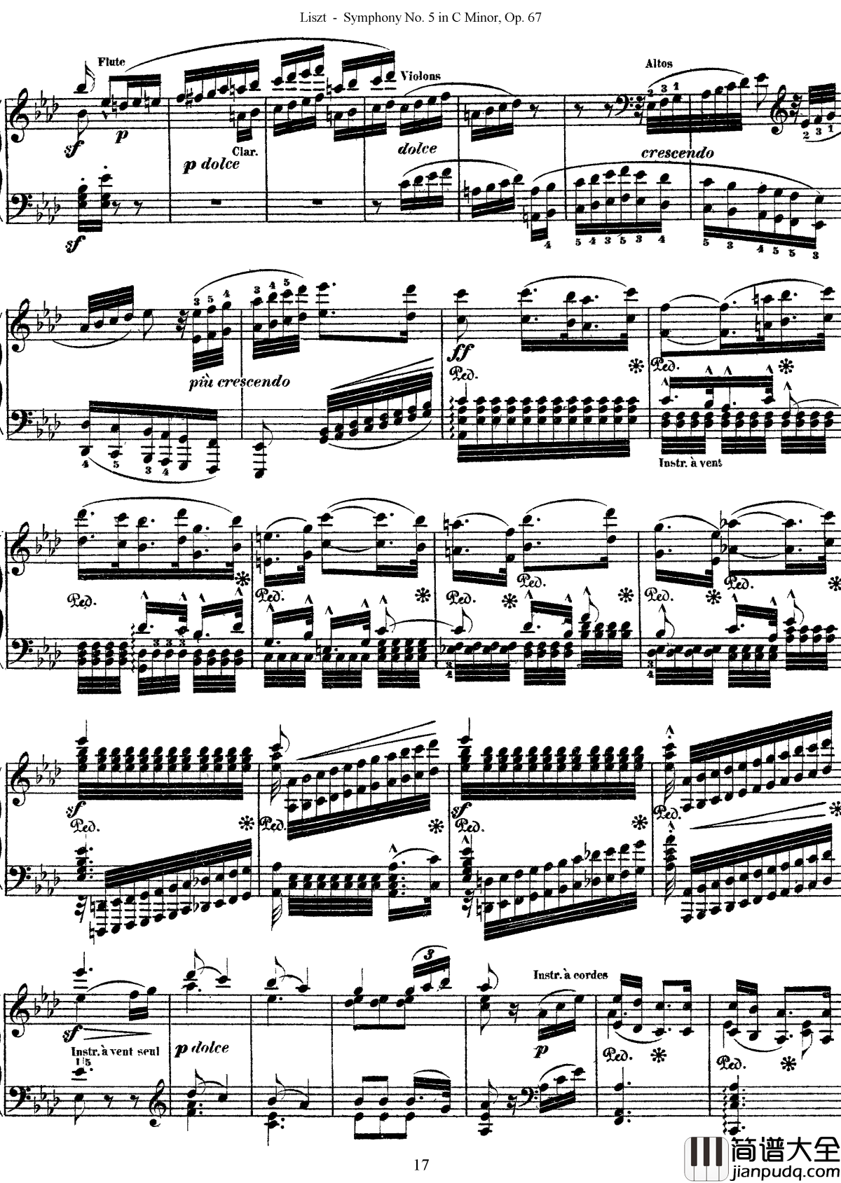 第五交响乐的钢琴曲钢琴谱_李斯特_李斯特改编自贝多芬
