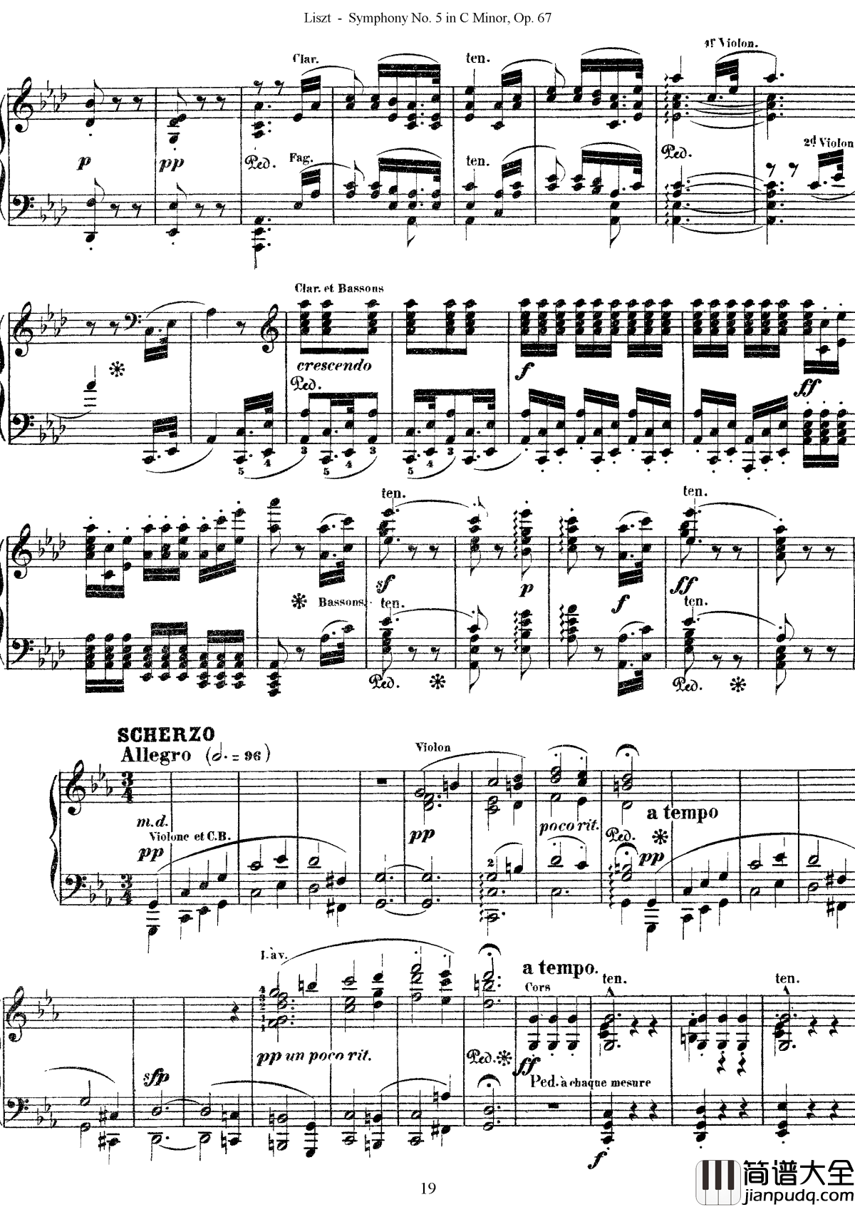 第五交响乐的钢琴曲钢琴谱_李斯特_李斯特改编自贝多芬