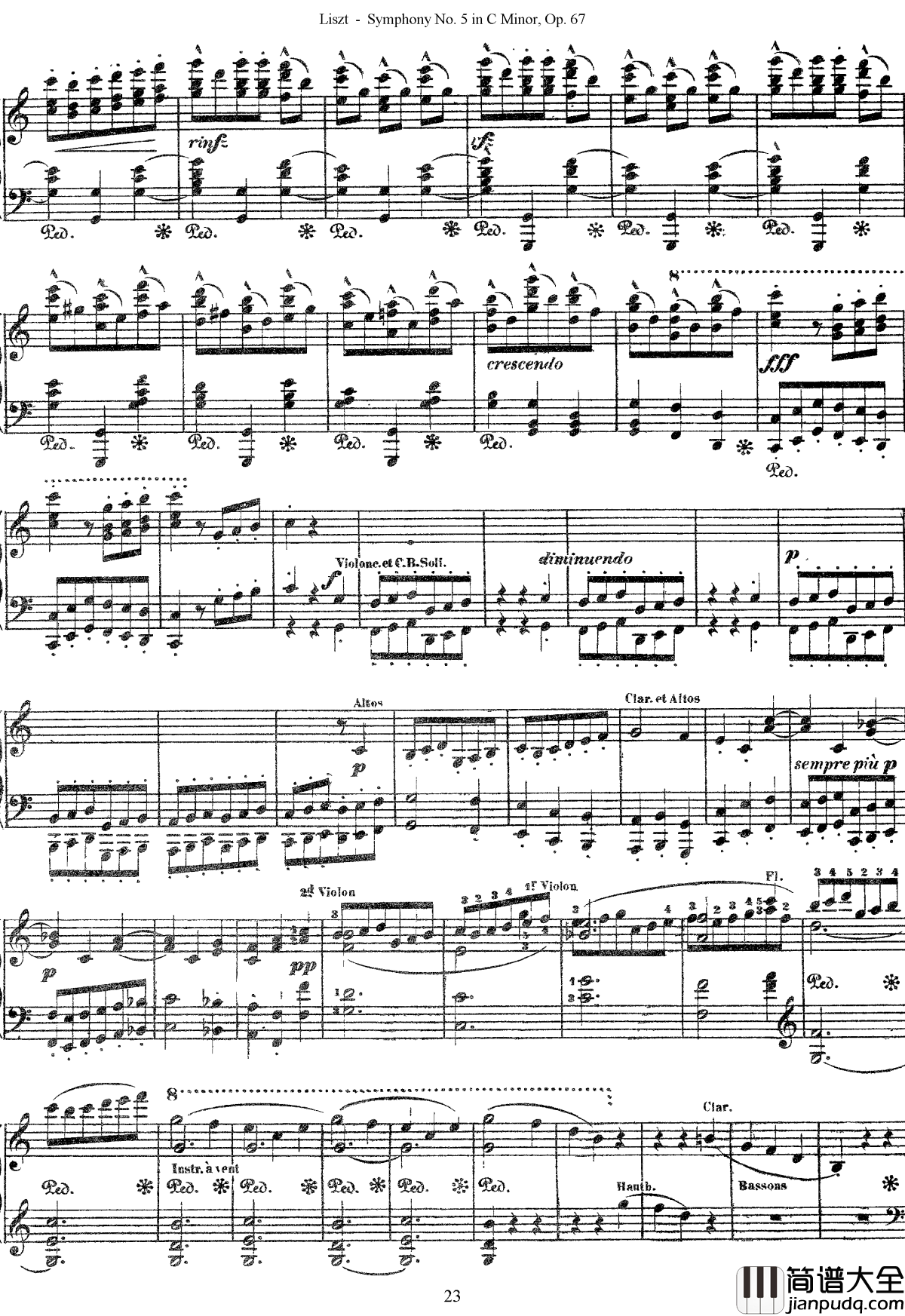 第五交响乐的钢琴曲钢琴谱_李斯特_李斯特改编自贝多芬