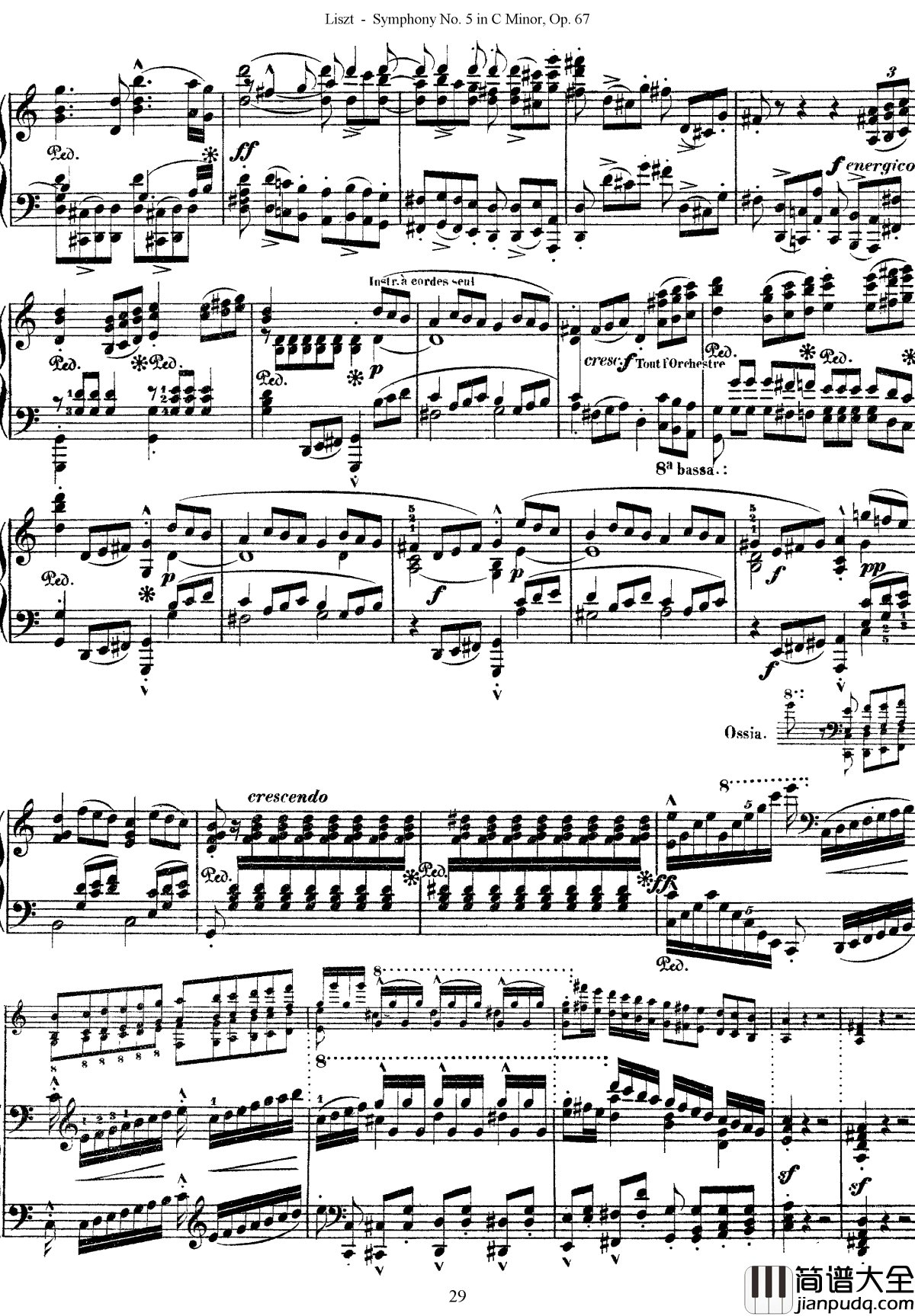 第五交响乐的钢琴曲钢琴谱_李斯特_李斯特改编自贝多芬