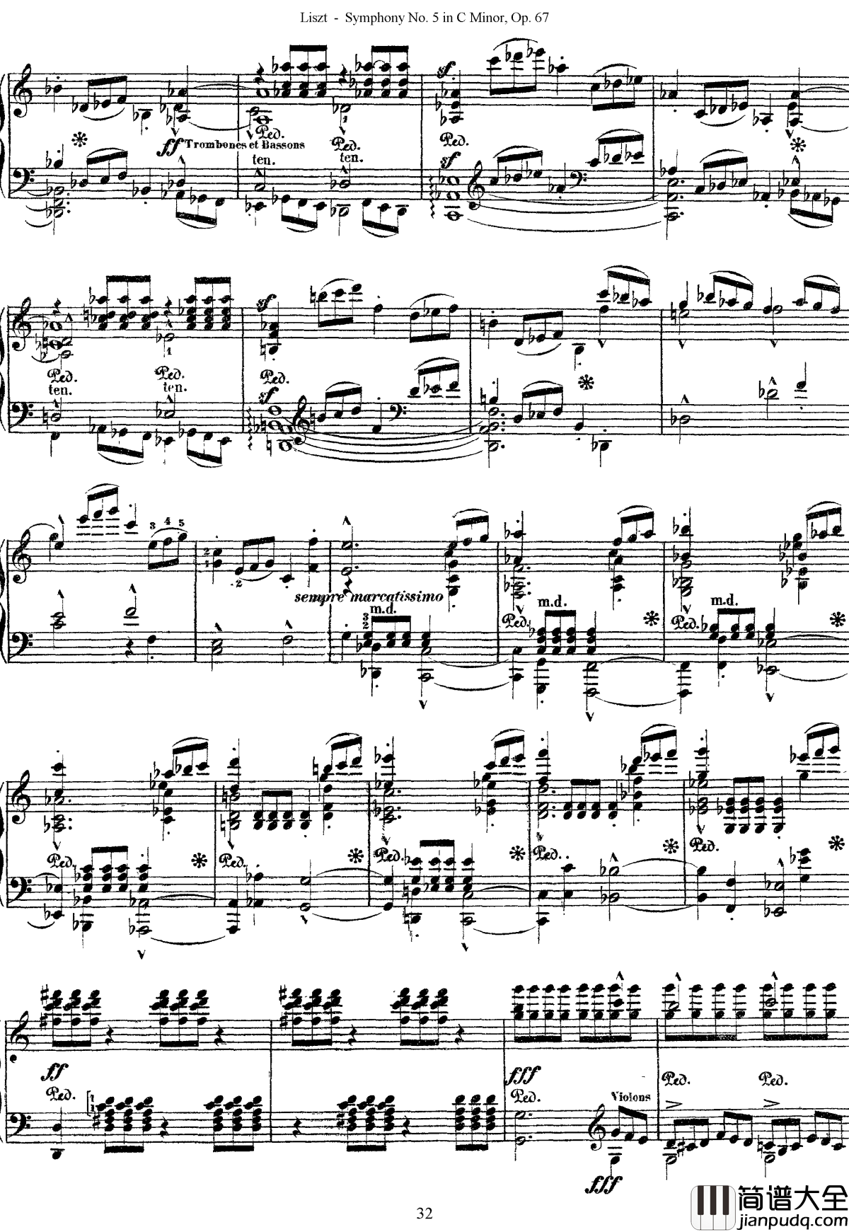 第五交响乐的钢琴曲钢琴谱_李斯特_李斯特改编自贝多芬