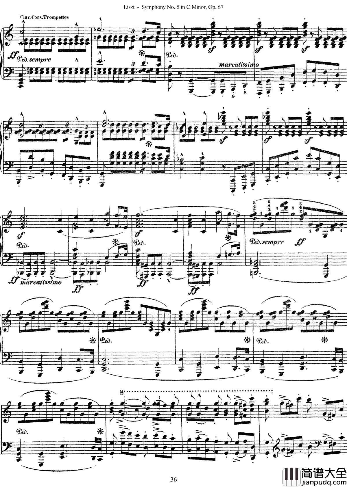 第五交响乐的钢琴曲钢琴谱_李斯特_李斯特改编自贝多芬