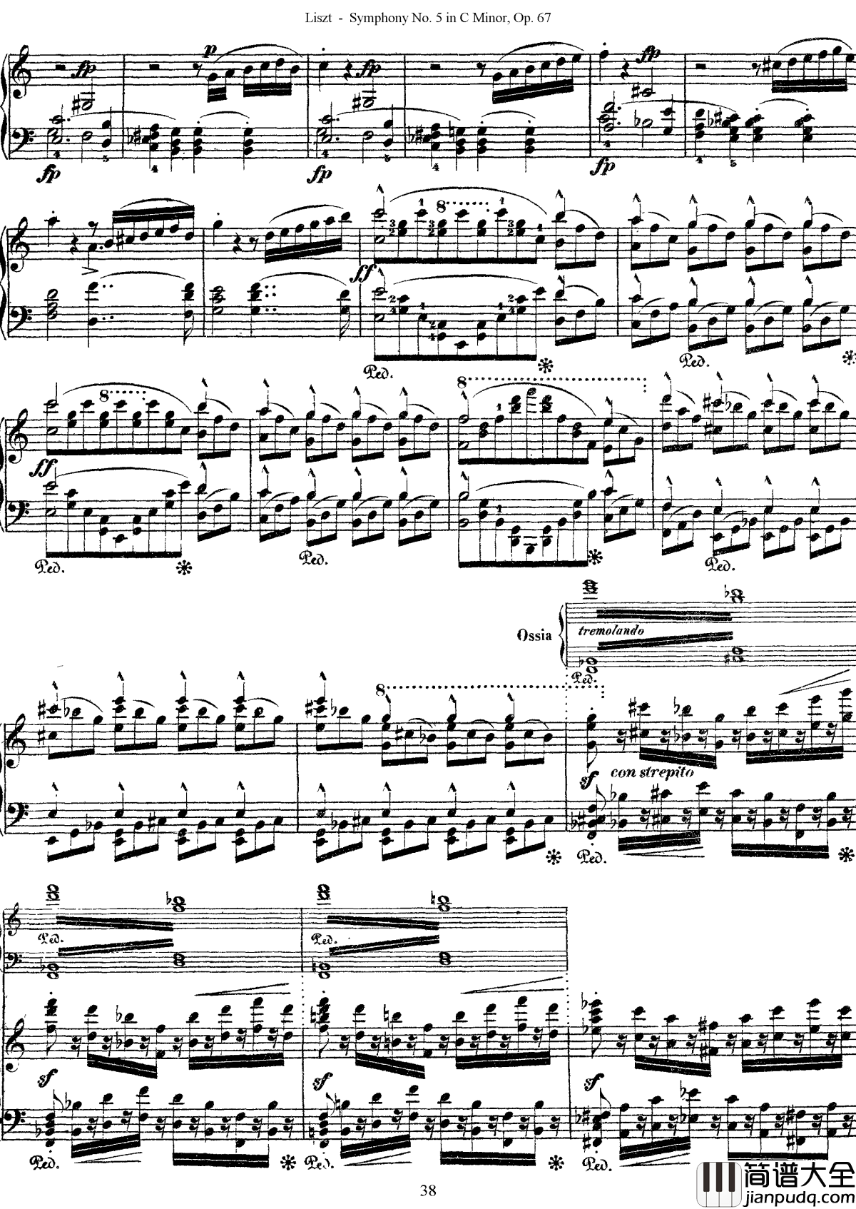 第五交响乐的钢琴曲钢琴谱_李斯特_李斯特改编自贝多芬