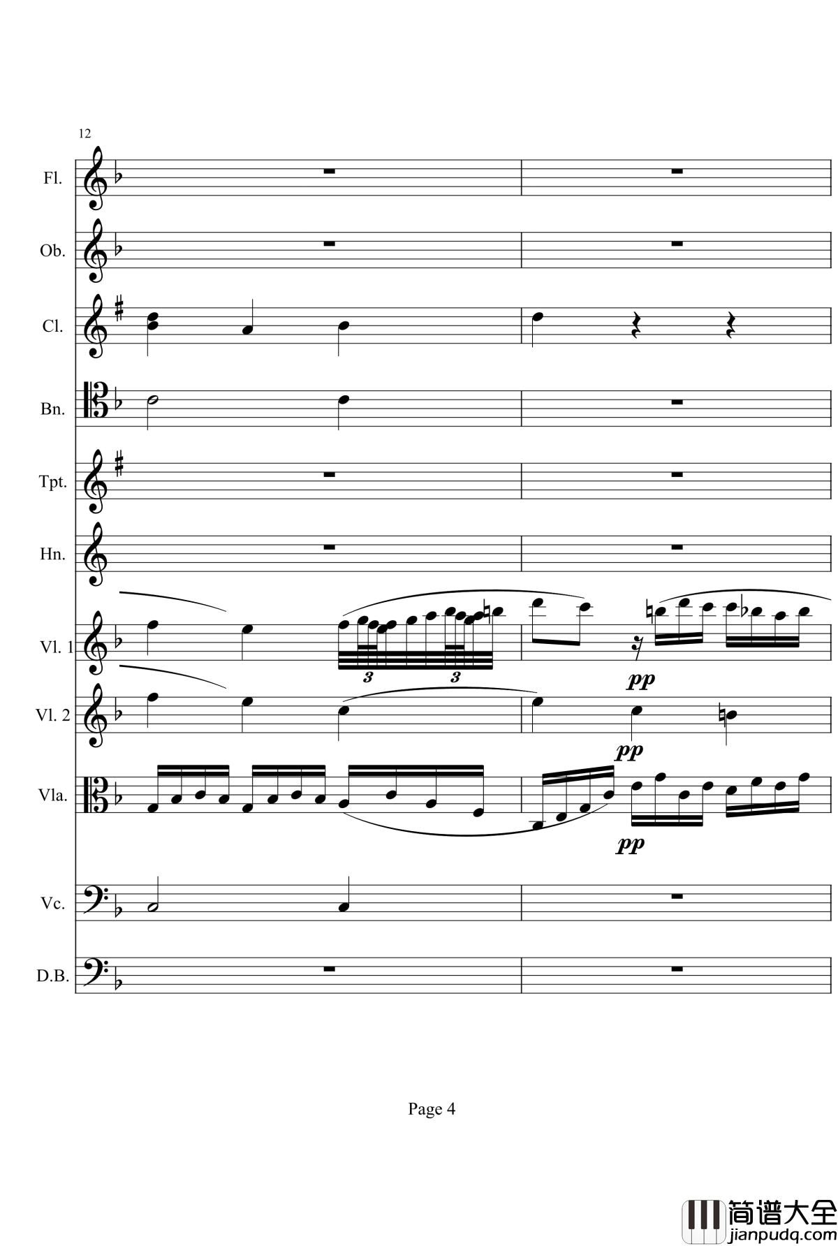 奏鸣曲之交响钢琴谱_第1首_Ⅱ_贝多芬_beethoven