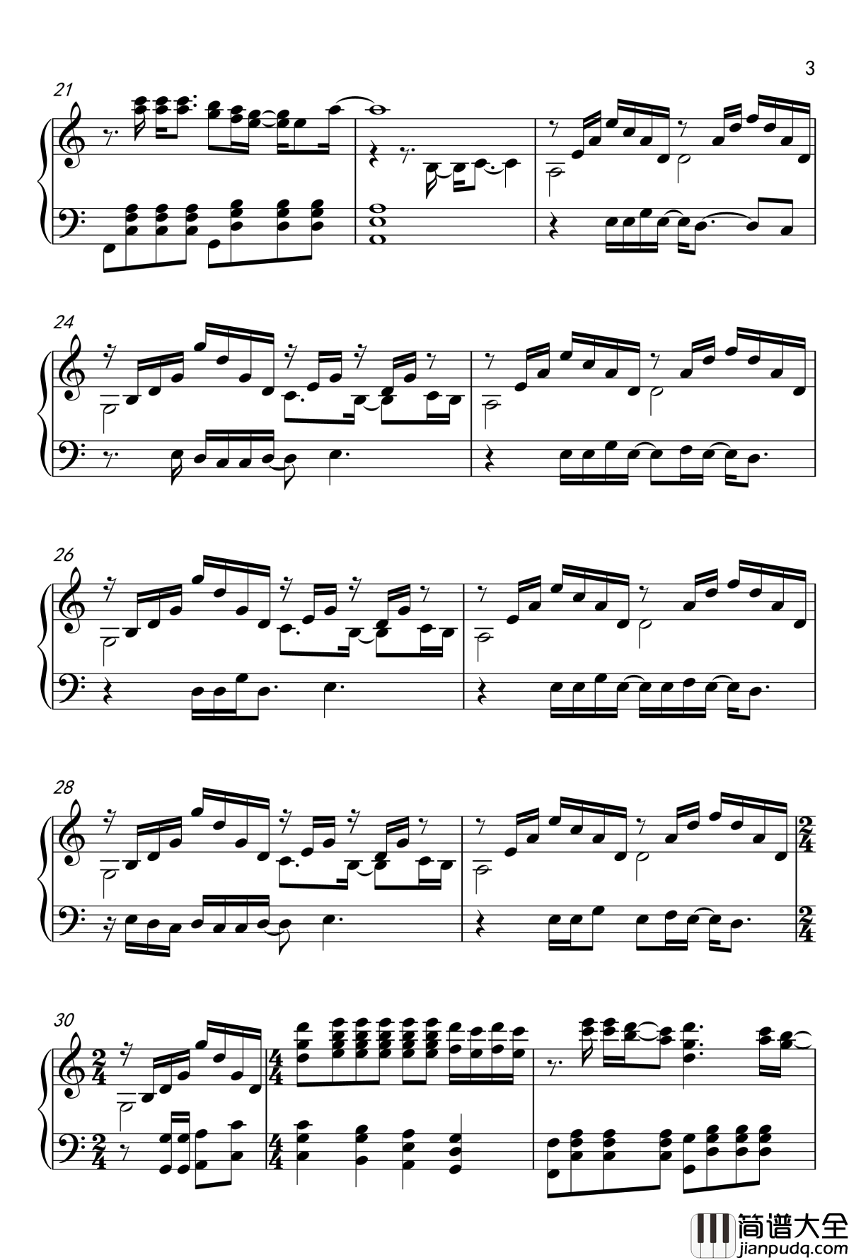 don‘t_cry钢琴谱_枪炮玫瑰