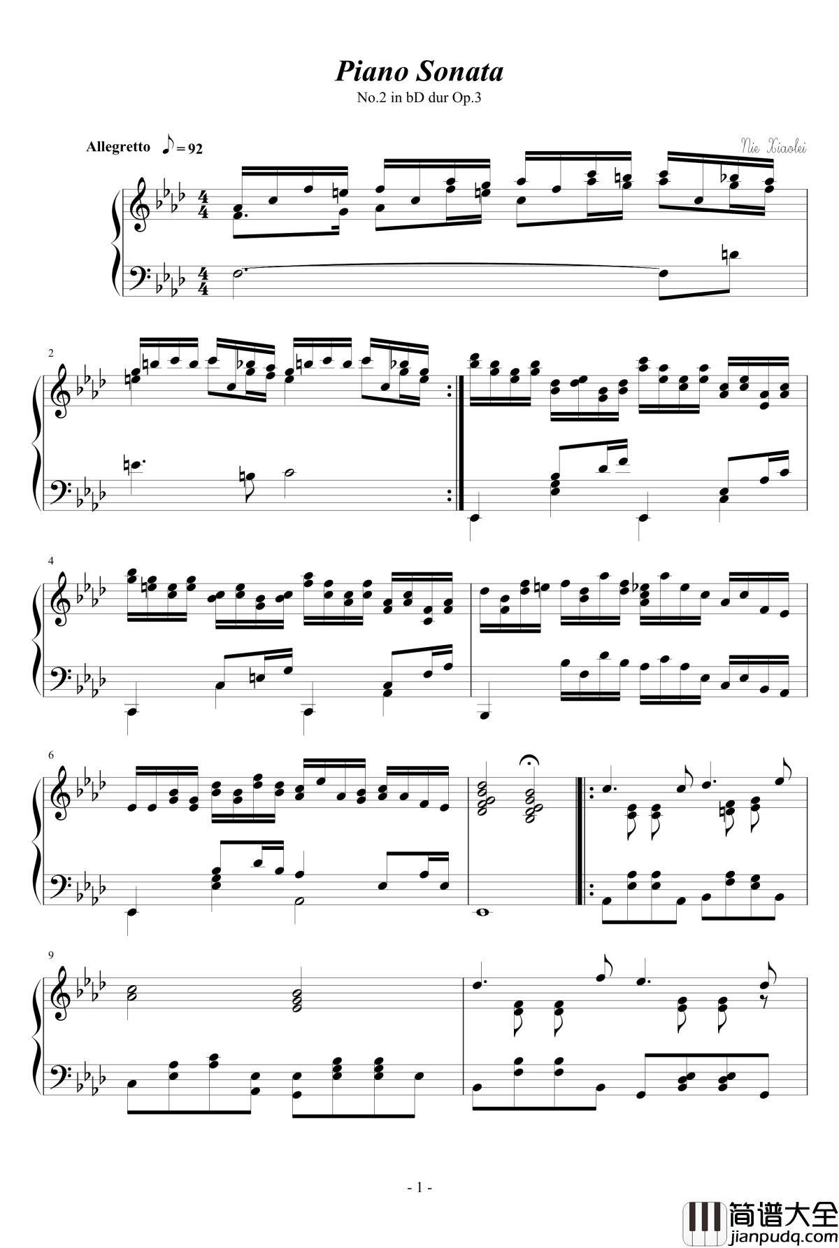 第二钢琴奏鸣曲第二乐章钢琴谱_nzh1934