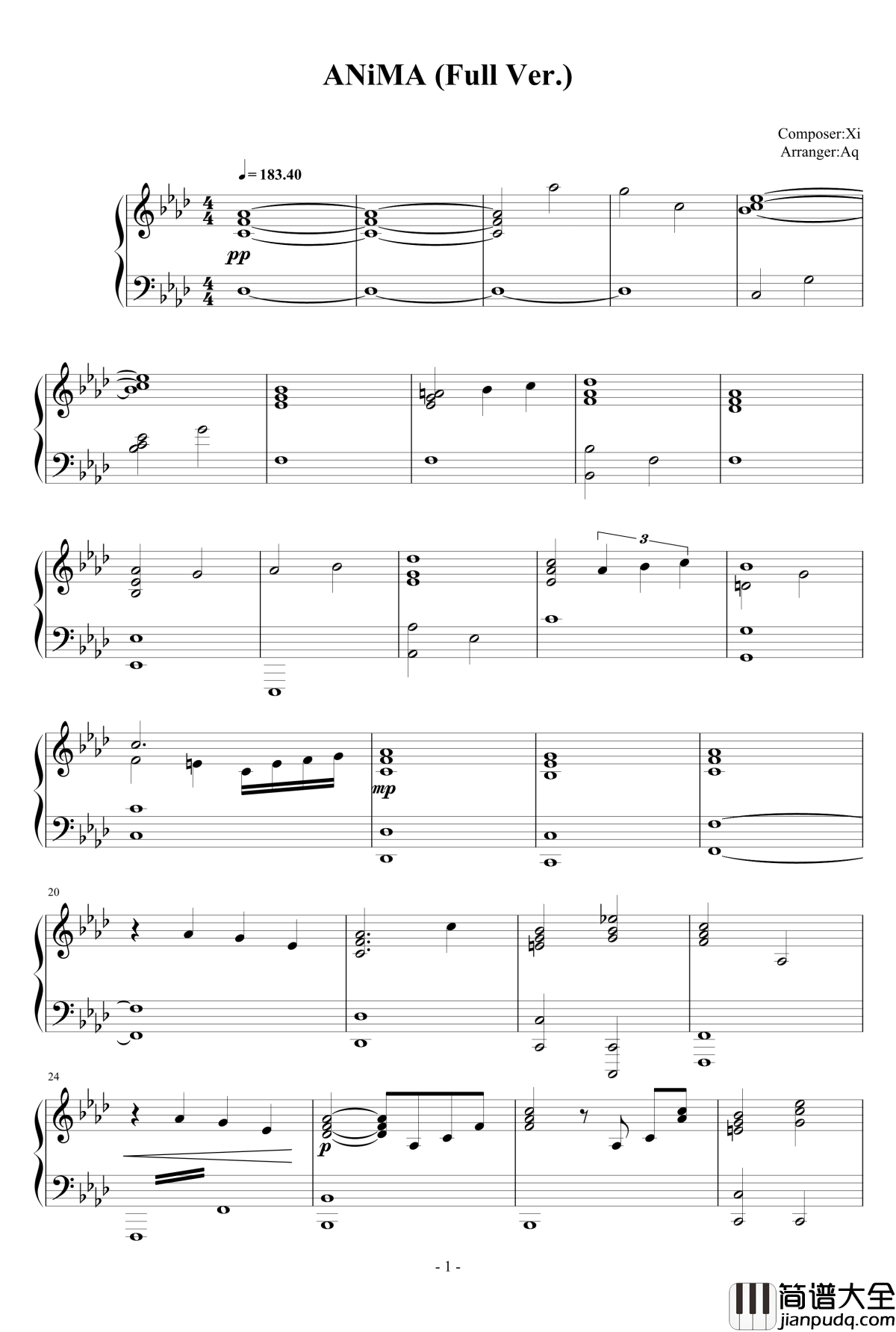 ANiMA钢琴谱_Full_Ver._Deemo