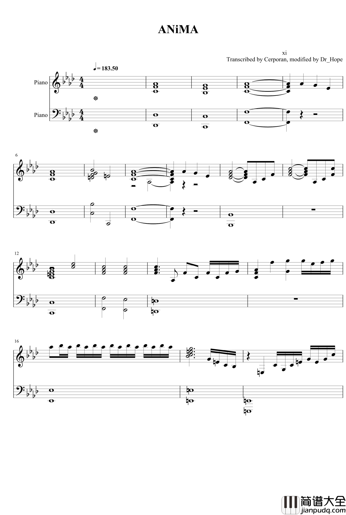 ANiMA钢琴谱_开源版_xi