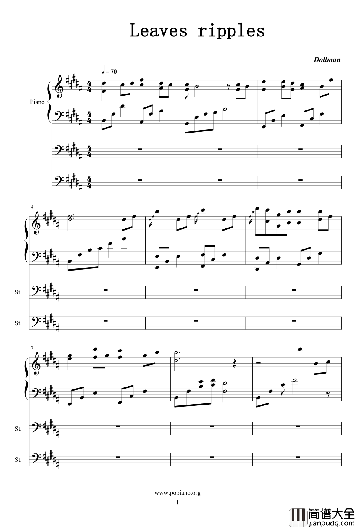 Leaves_ripples钢琴谱_Dollman