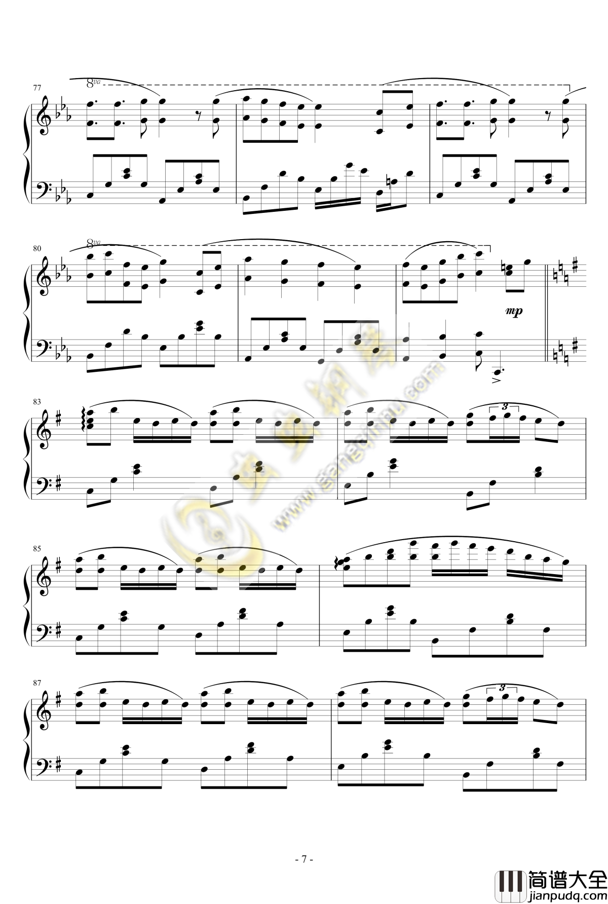 千本樱钢琴谱_改编自口哨版的钢琴独奏_初音未来