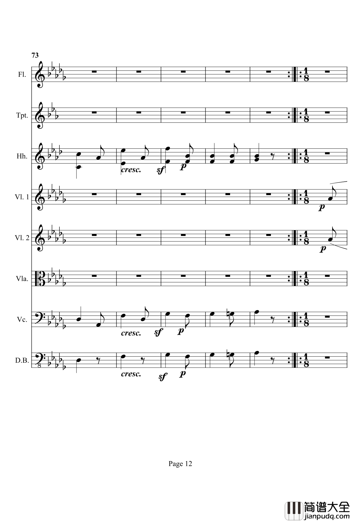 奏鸣曲之交响钢琴谱_第12首_Ⅱ_贝多芬_beethoven