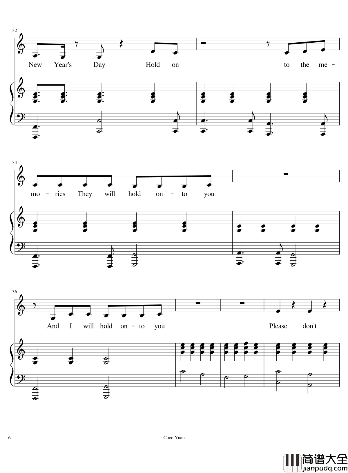 New_Year_s_Day钢琴谱=弹唱谱_Taylor_Swift