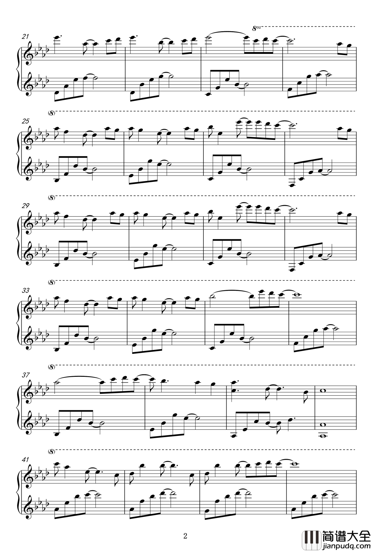 遗憾的是美丽的_侠名_钢琴谱