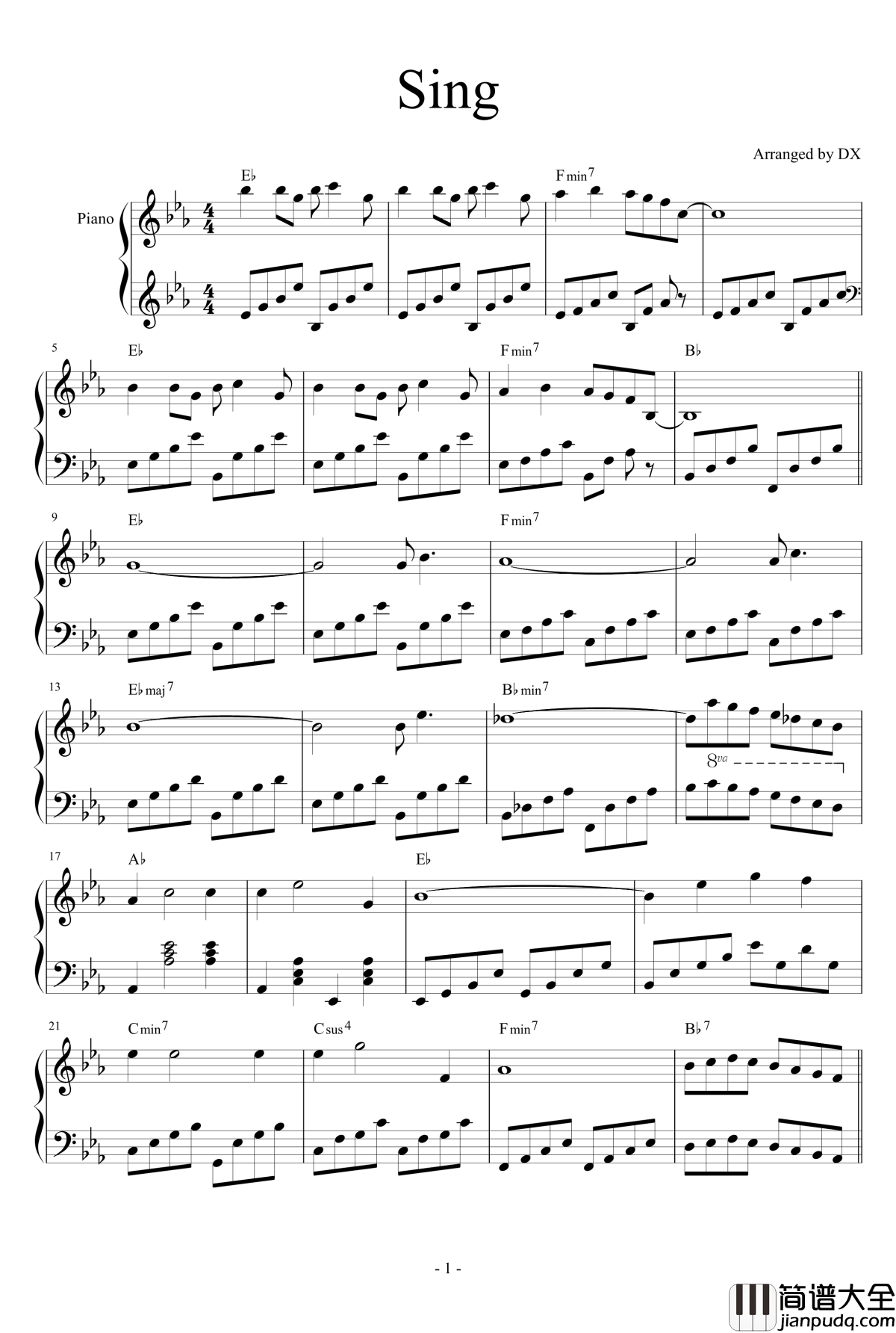 Sing钢琴谱_卡伦·卡朋特