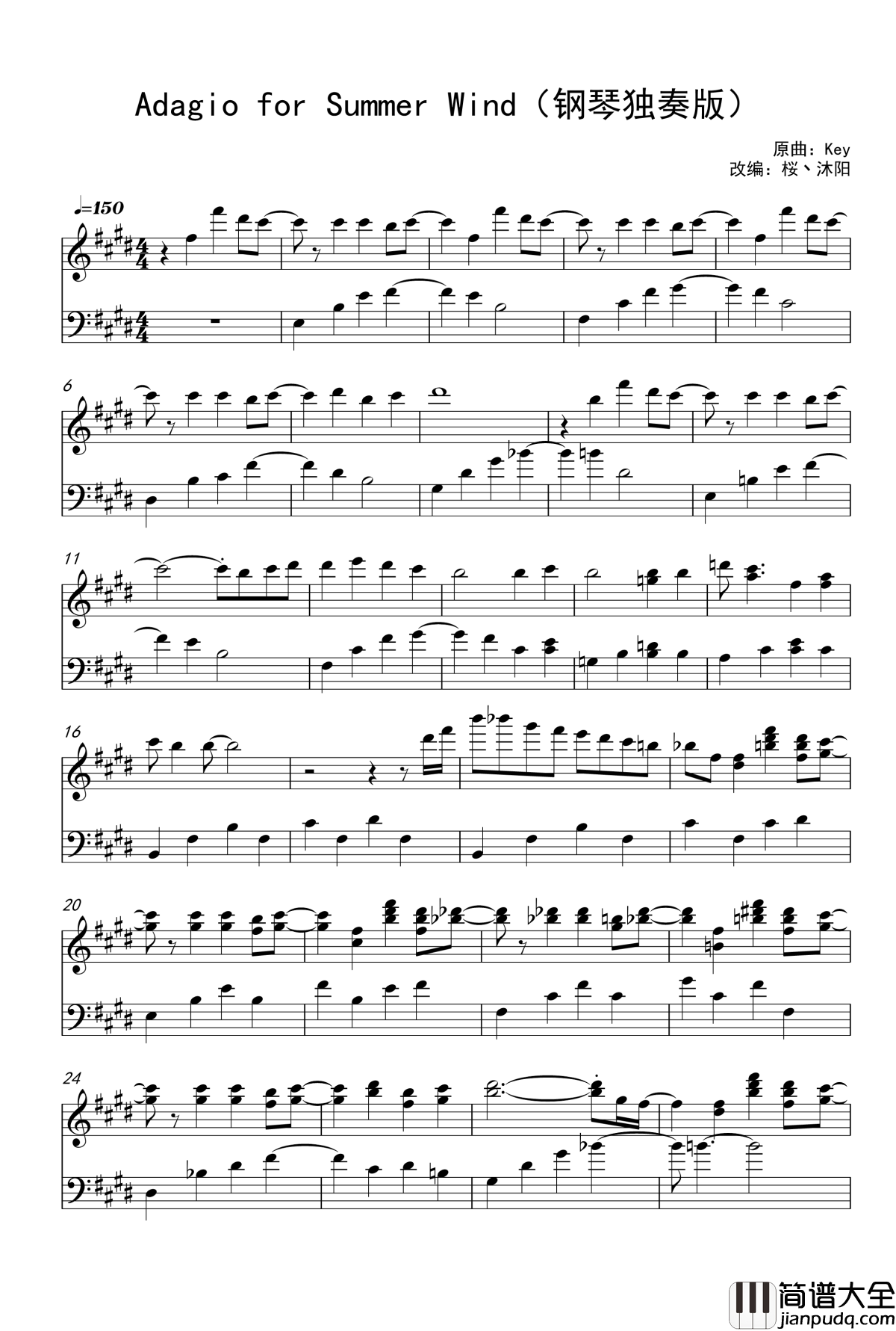 Adagio_for_Summer_Wind钢琴谱_钢琴独奏版_Key_Sounds_Label