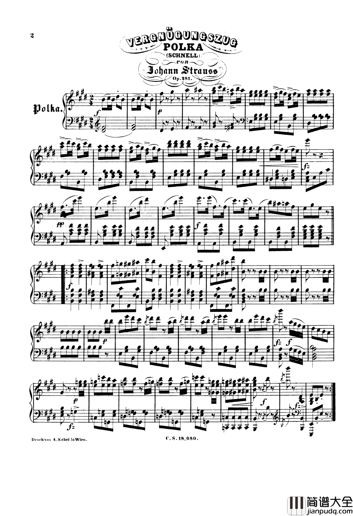 小约翰_斯特劳斯___游览列车快速波尔卡_____Op.281_约翰·斯特劳斯_钢琴谱