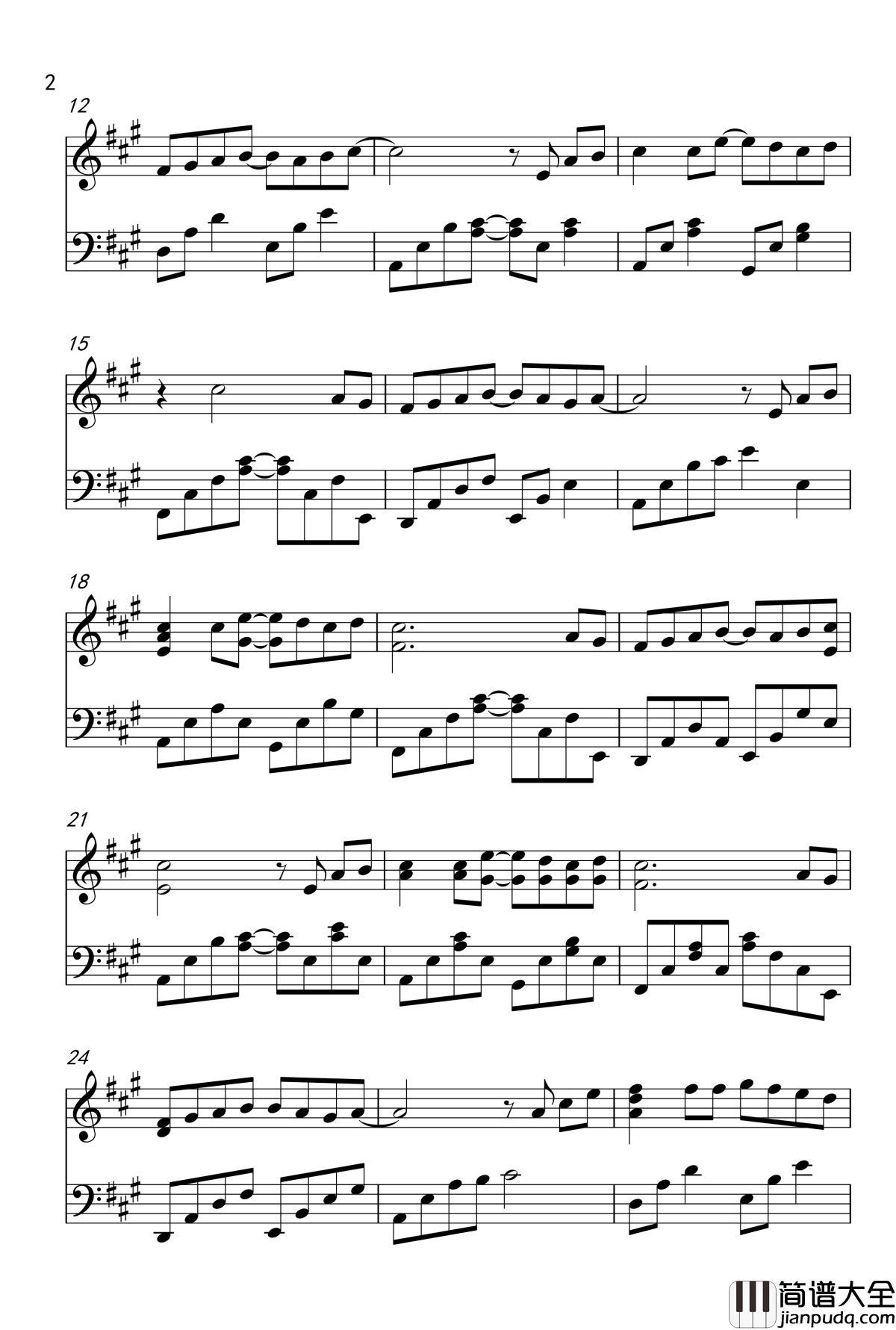 忘了牵手钢琴谱_牛奶@咖啡