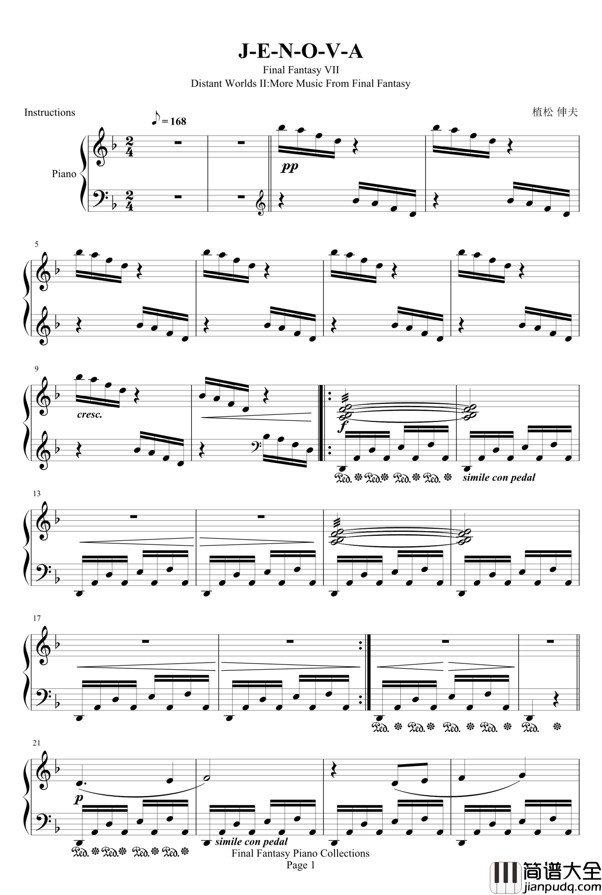 最终幻想钢琴谱_J_E_N_O_V_A