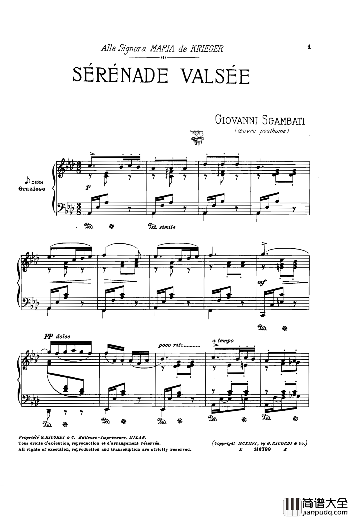 小夜圆舞曲钢琴谱_斯甘巴蒂