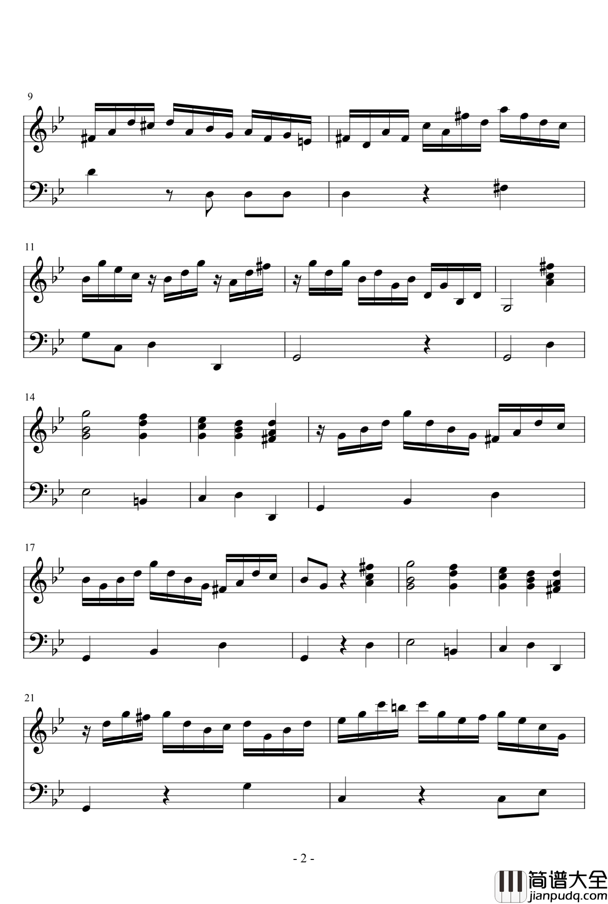 G小调羽管键琴奏鸣曲钢琴谱_第一乐章_巴哈