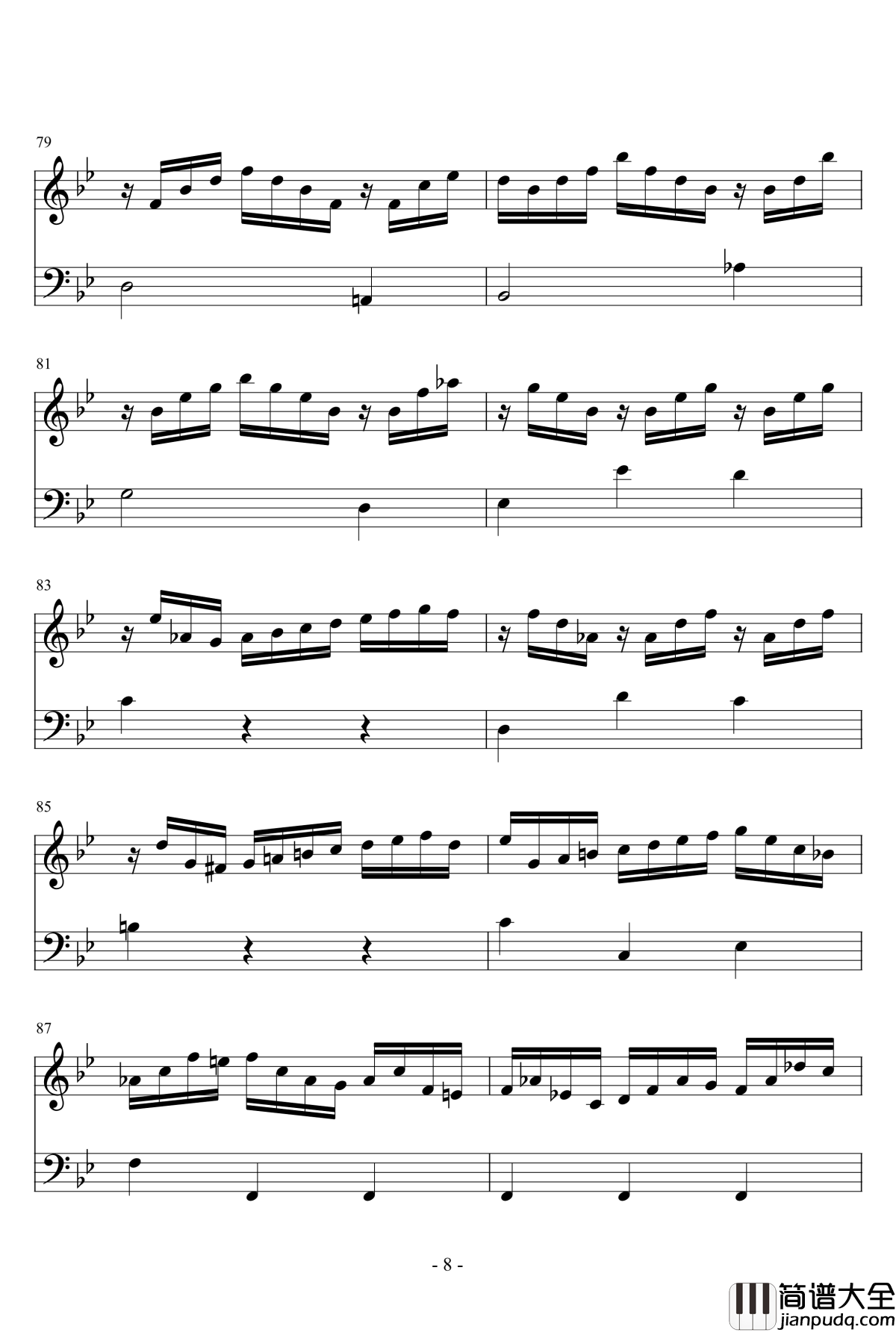 G小调羽管键琴奏鸣曲钢琴谱_第一乐章_巴哈