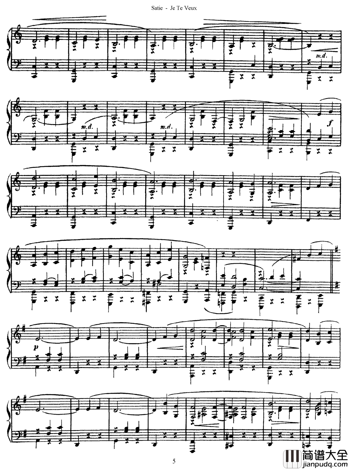 _我需要你钢琴谱_沙拉萨蒂