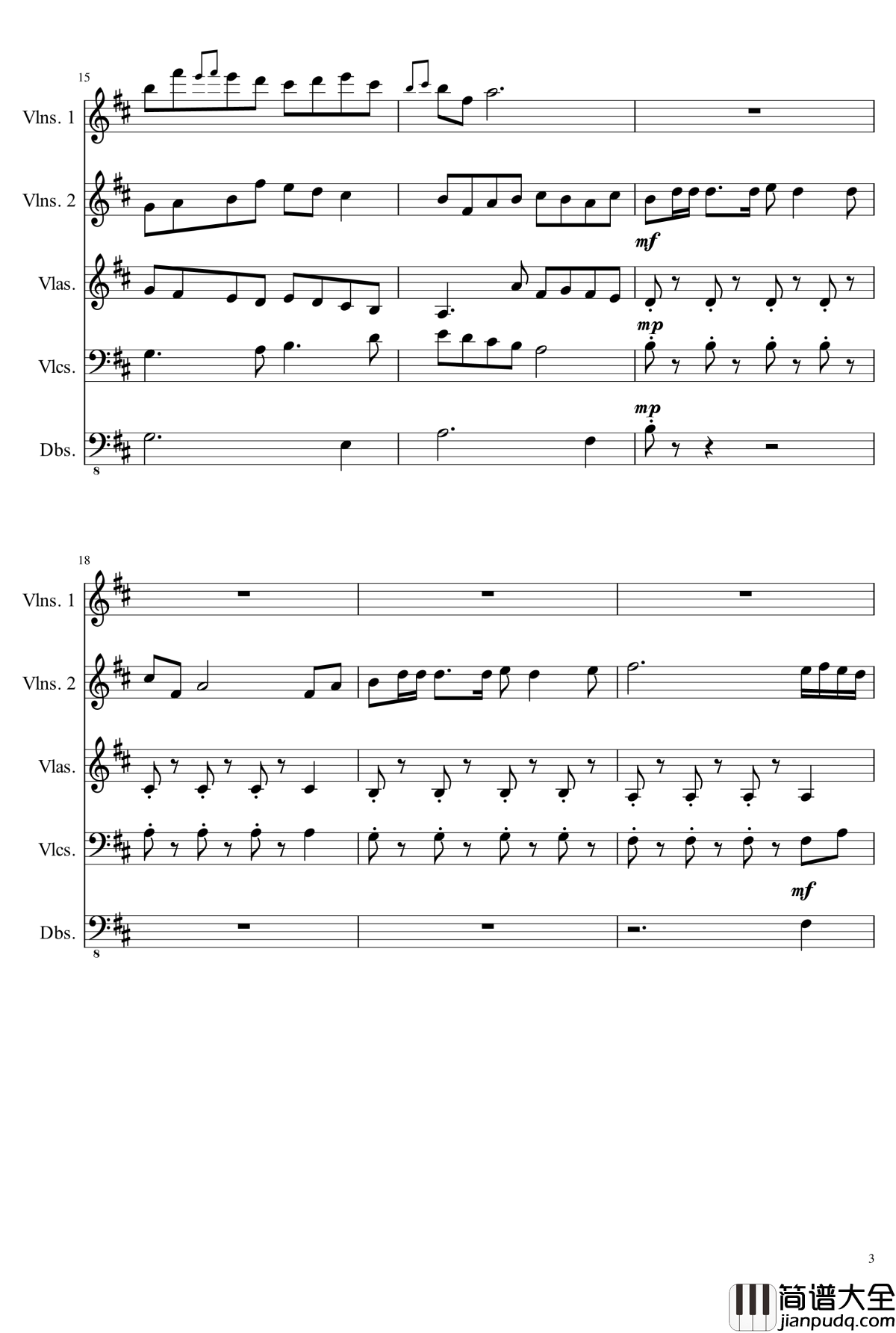 D大调弦乐合奏钢琴谱_ahfywc