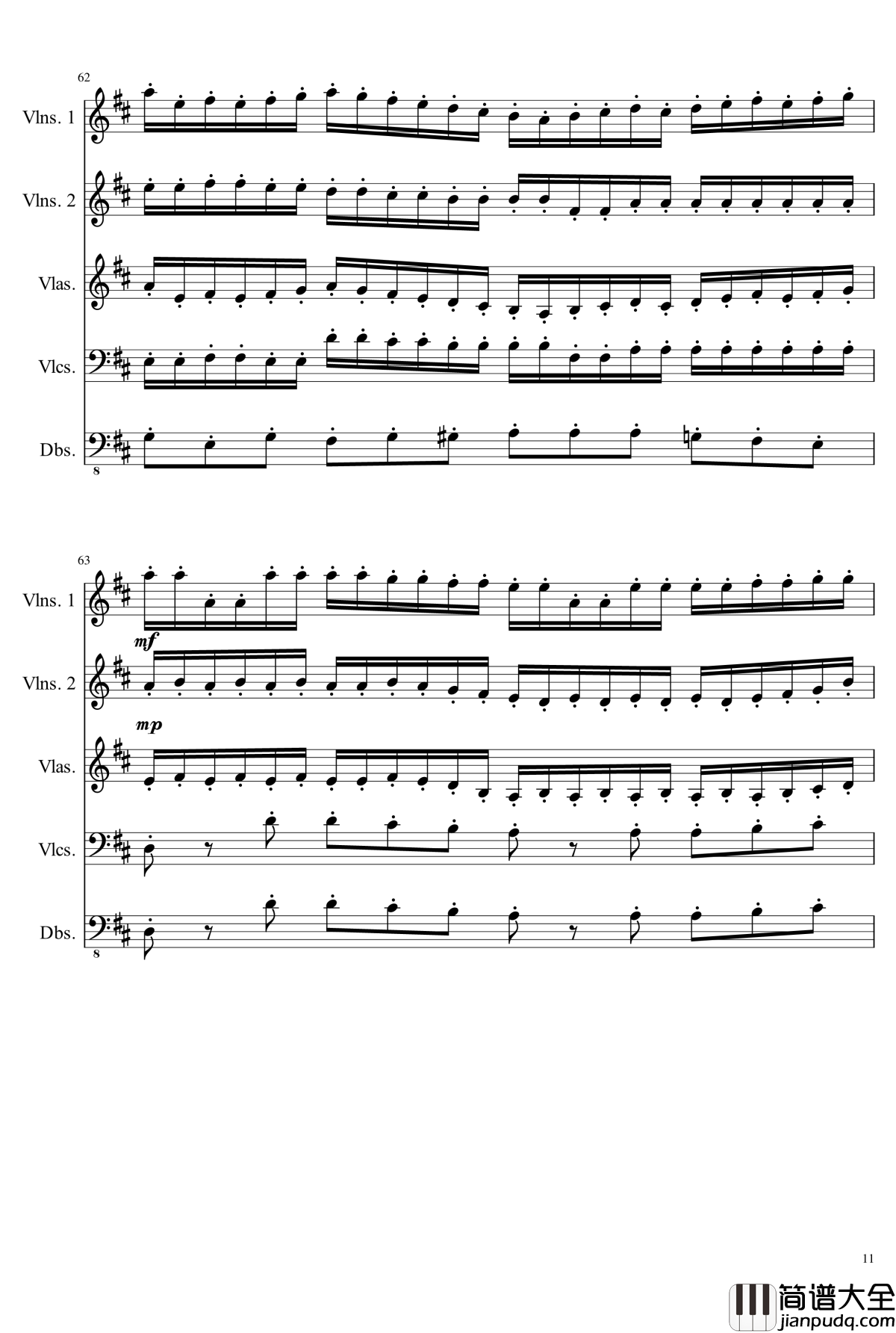 D大调弦乐合奏钢琴谱_ahfywc