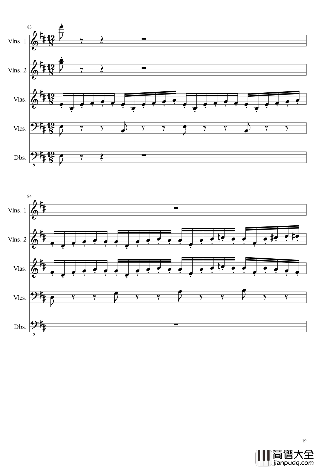 D大调弦乐合奏钢琴谱_ahfywc