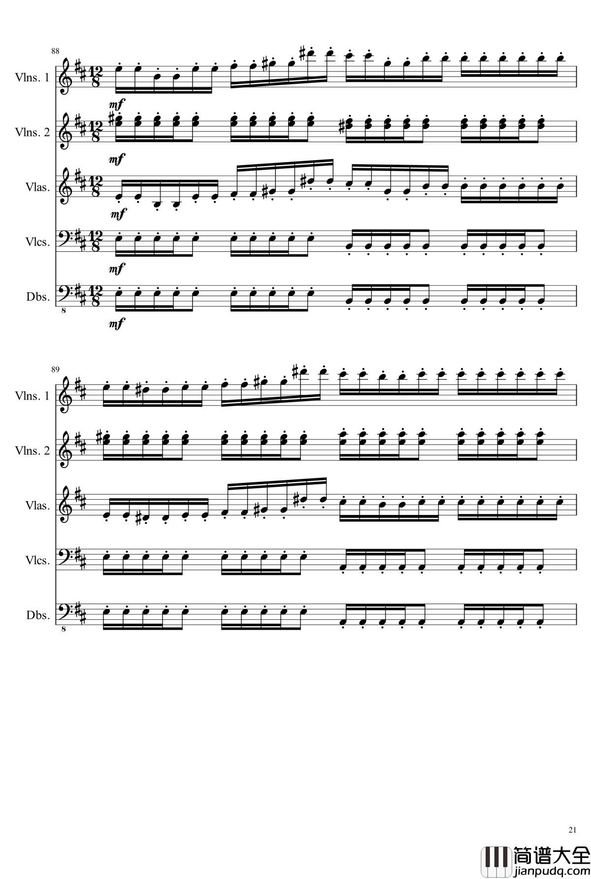 D大调弦乐合奏钢琴谱_ahfywc