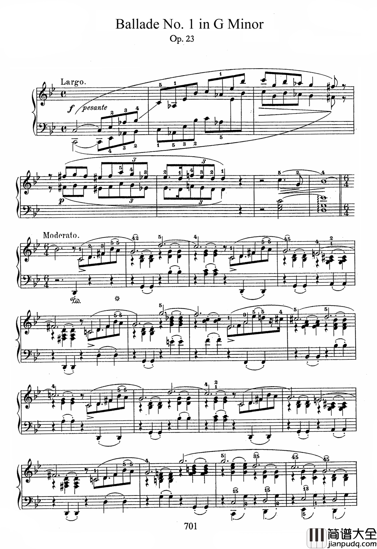 g小调叙事曲钢琴谱_带指法版_肖邦