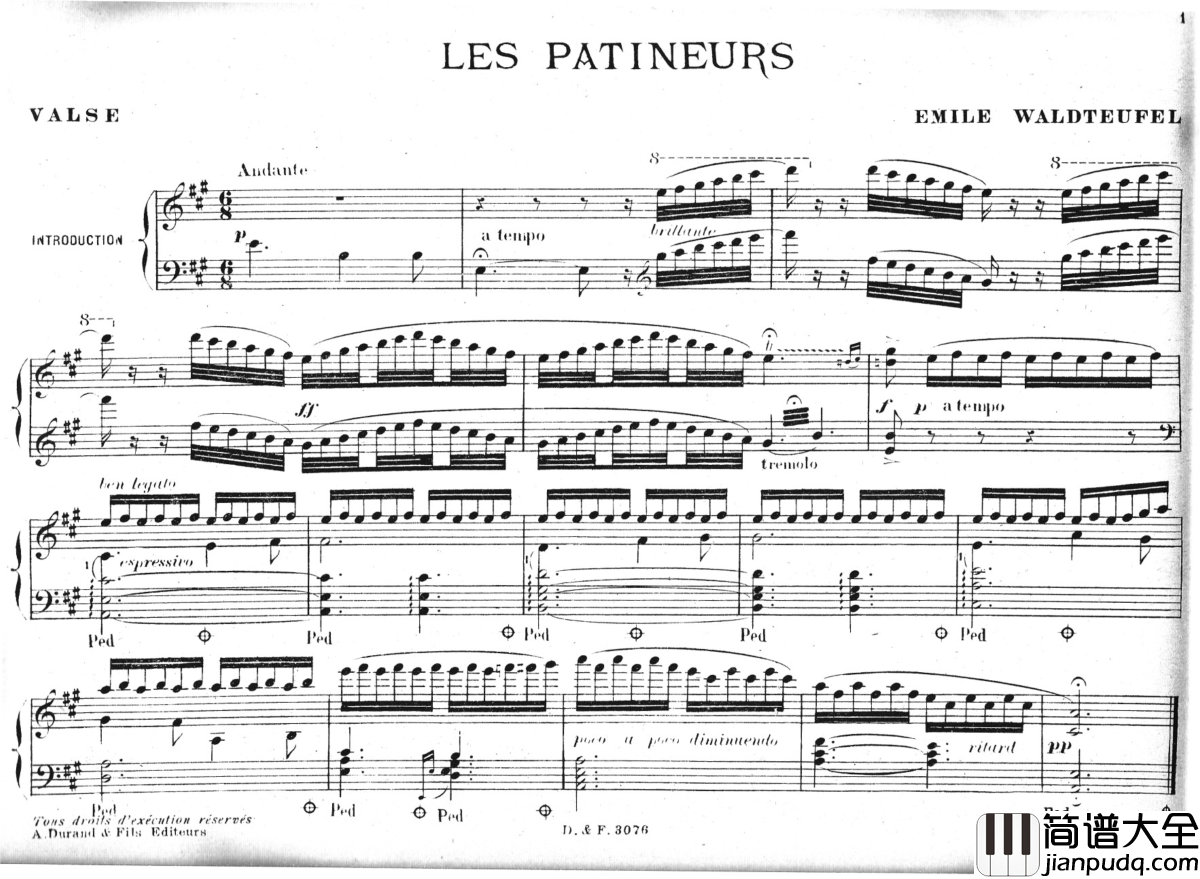 溜冰圆舞曲_Op.183钢琴谱_瓦尔德退费尔_Emil_Waldteufel