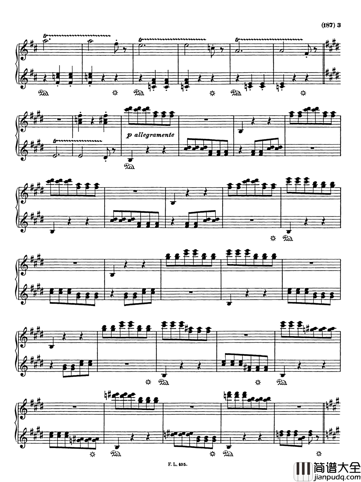 被遗忘的圆舞曲第三首钢琴谱_李斯特