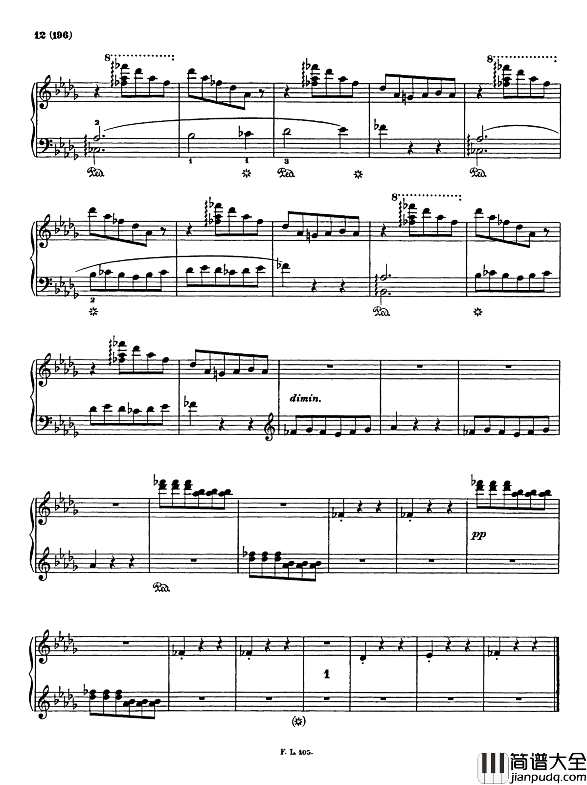 被遗忘的圆舞曲第三首钢琴谱_李斯特