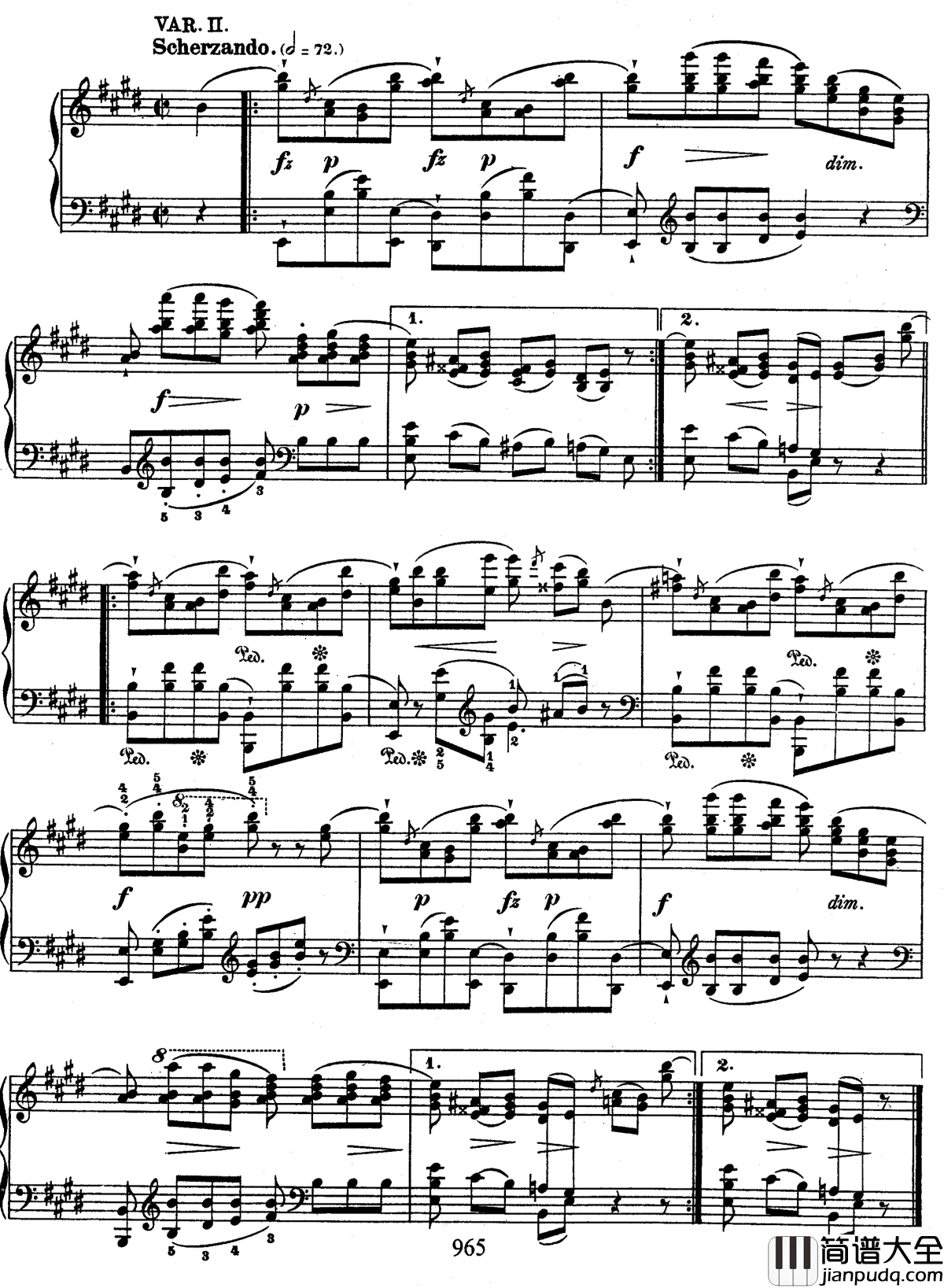 E大调德国歌调变奏曲钢琴谱_肖邦_chopin