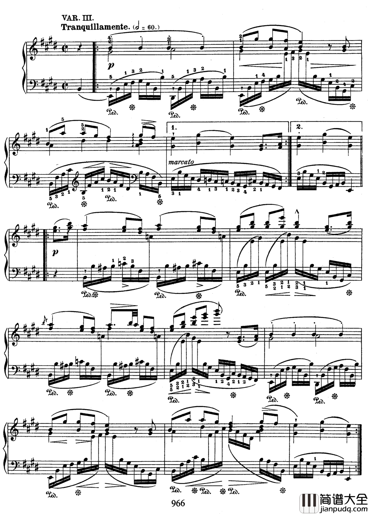 E大调德国歌调变奏曲钢琴谱_肖邦_chopin