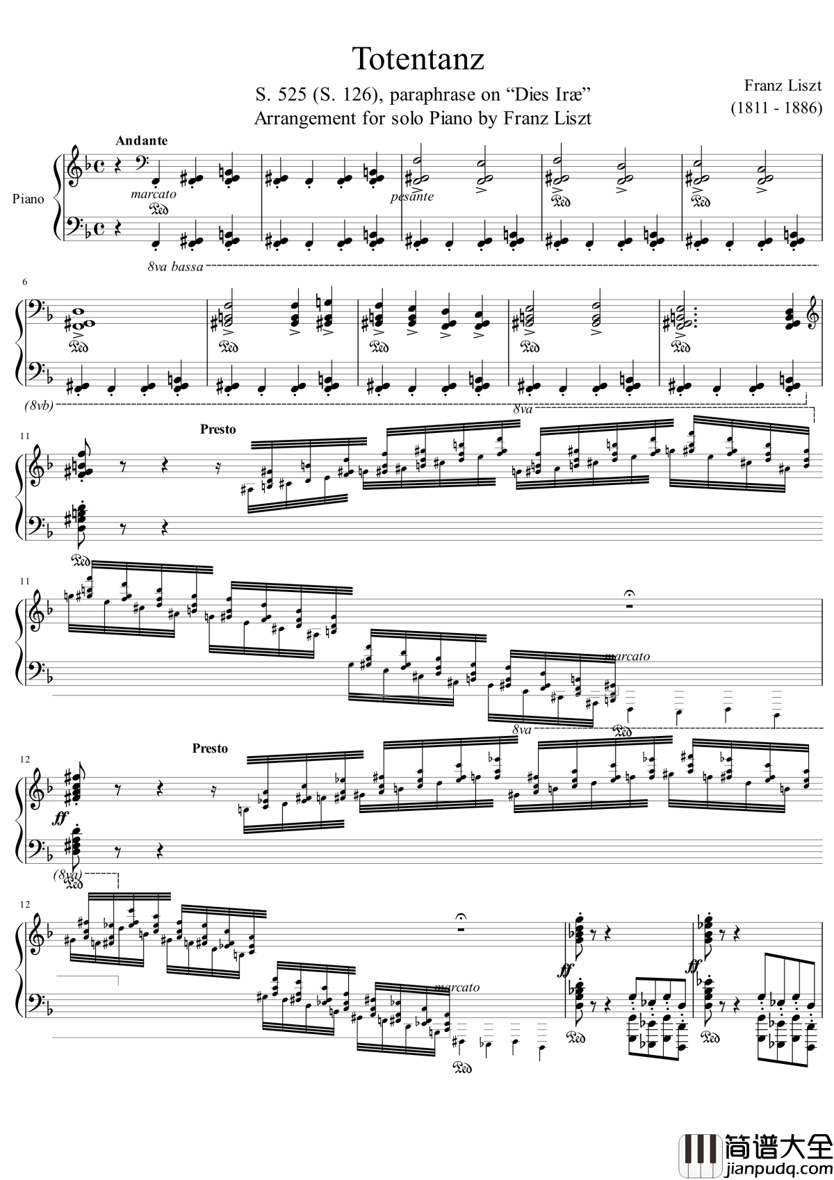 死之舞钢琴谱_Totentanz_李斯特