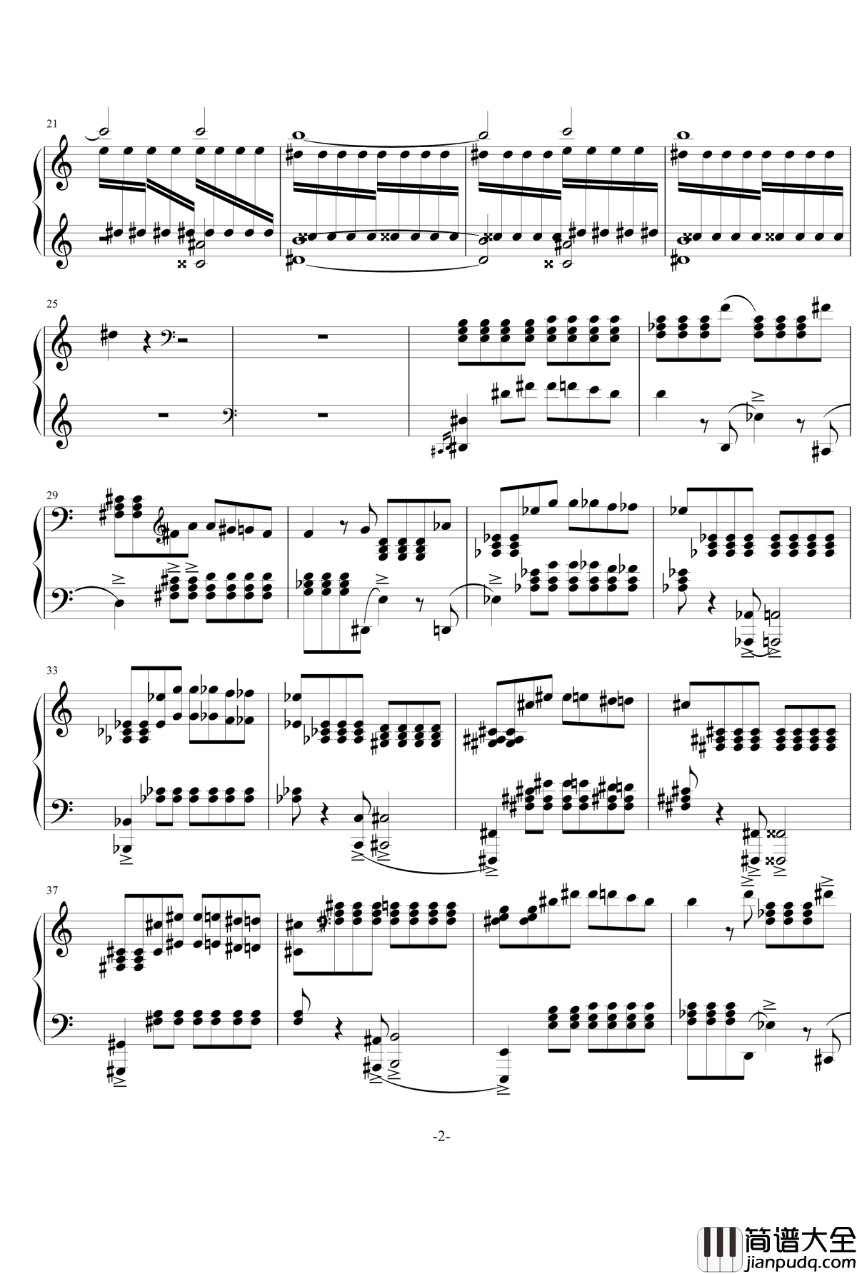 普罗科菲耶夫四首小品之四：魔鬼的诱惑钢琴谱_普罗科非耶夫