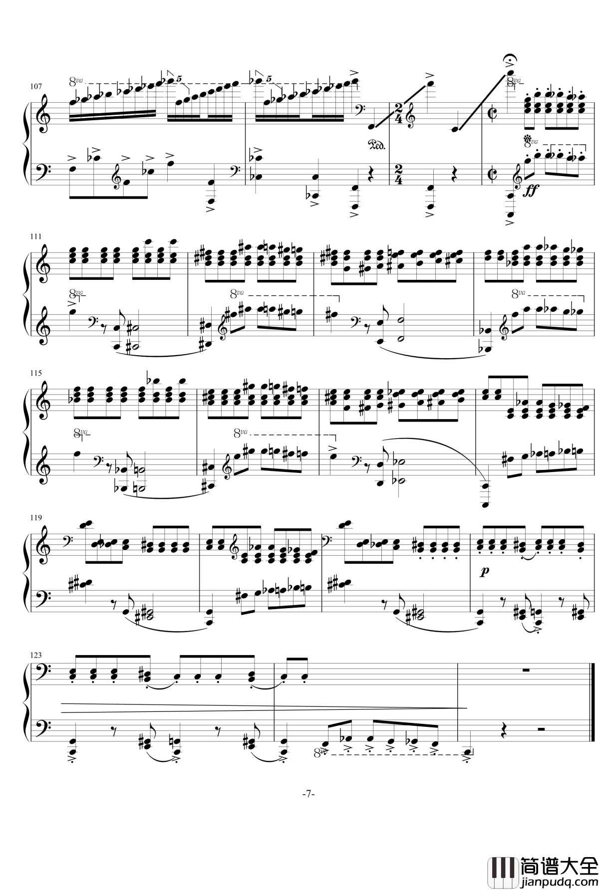 普罗科菲耶夫四首小品之四：魔鬼的诱惑钢琴谱_普罗科非耶夫