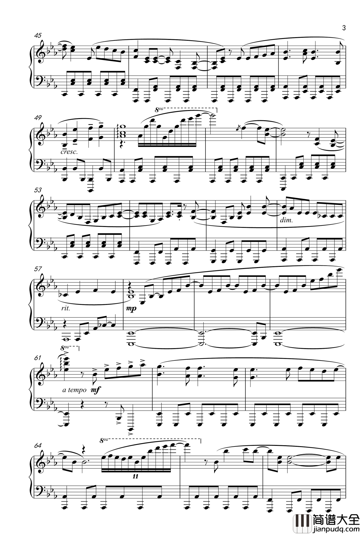 Tell_Your_World钢琴谱_触手猴_初音未来