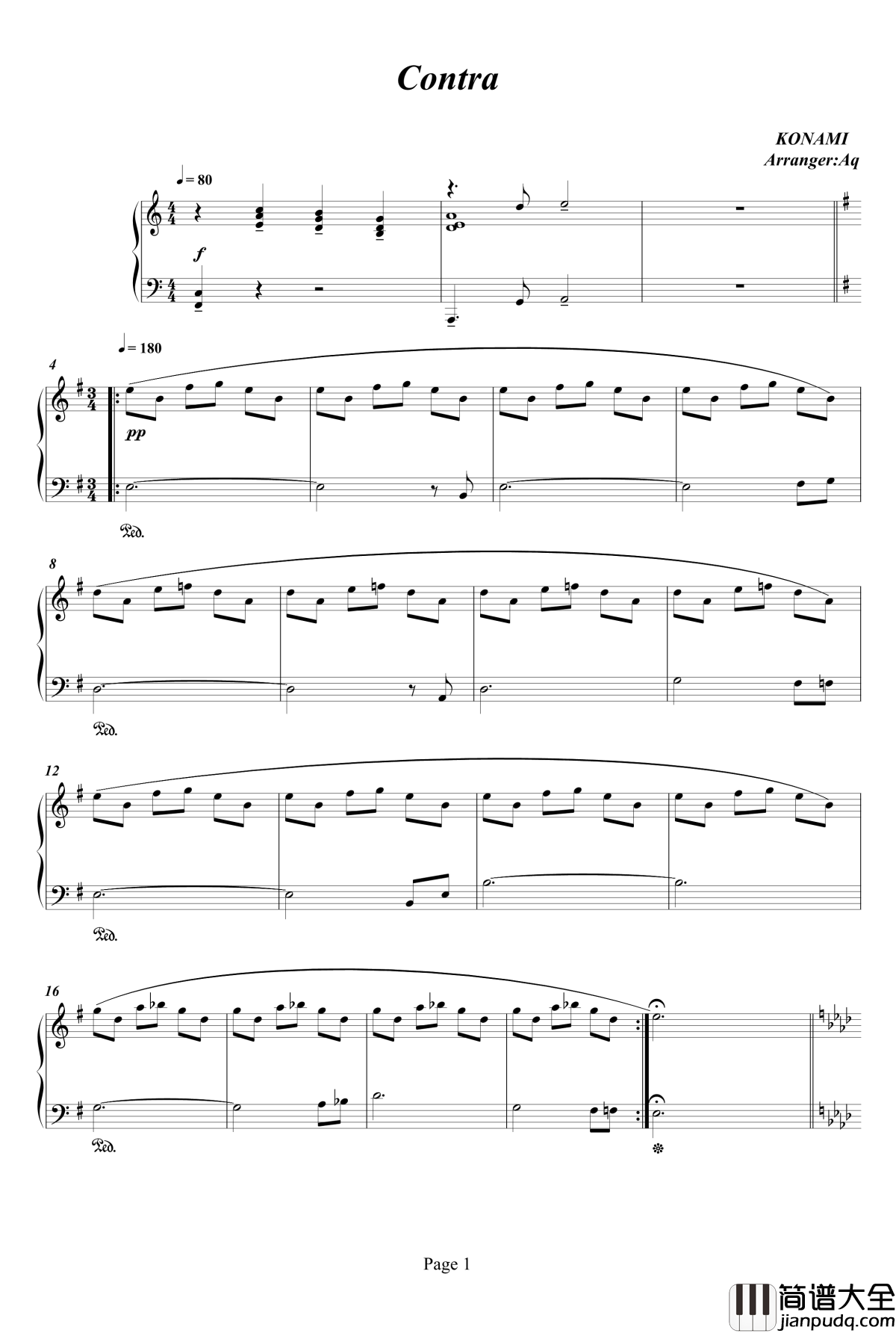 魂斗罗钢琴谱_重制_魂斗罗